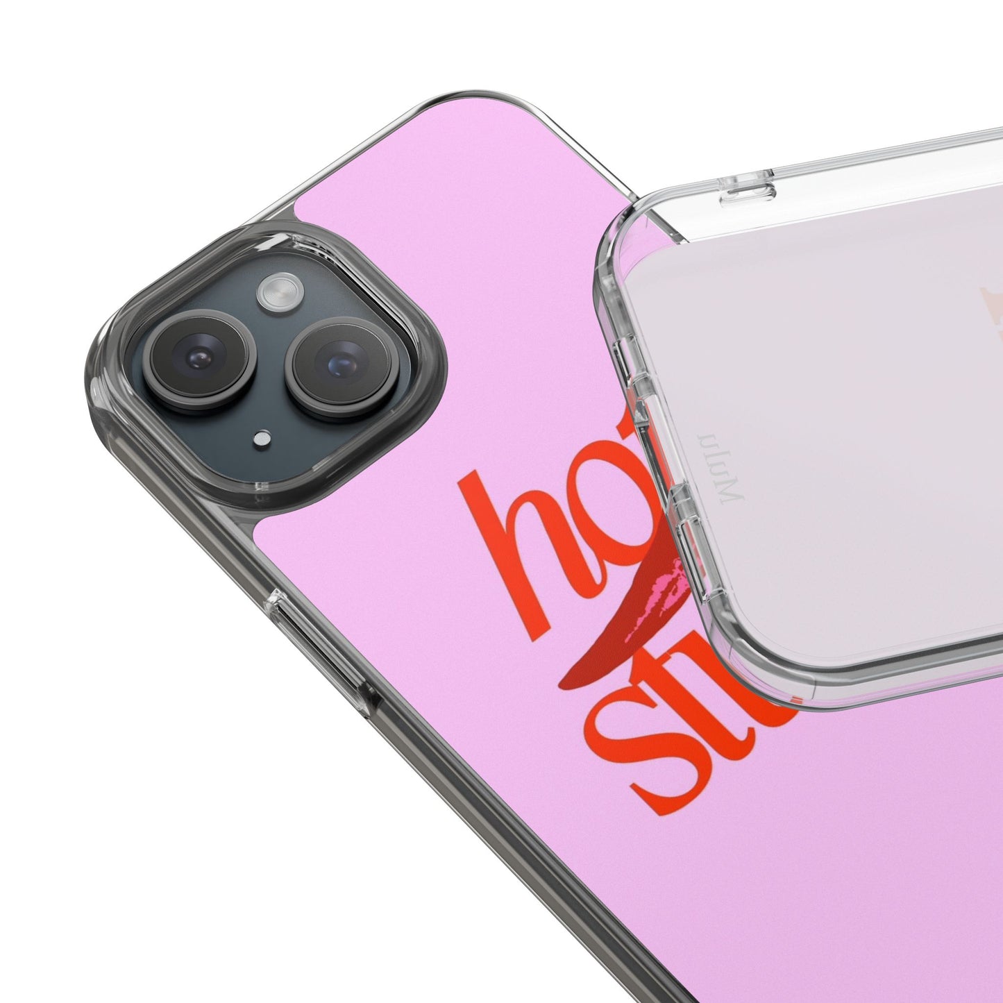 Hot Stuff Clear Impact Phone Case — Pink Retro Typography iPhone Cover