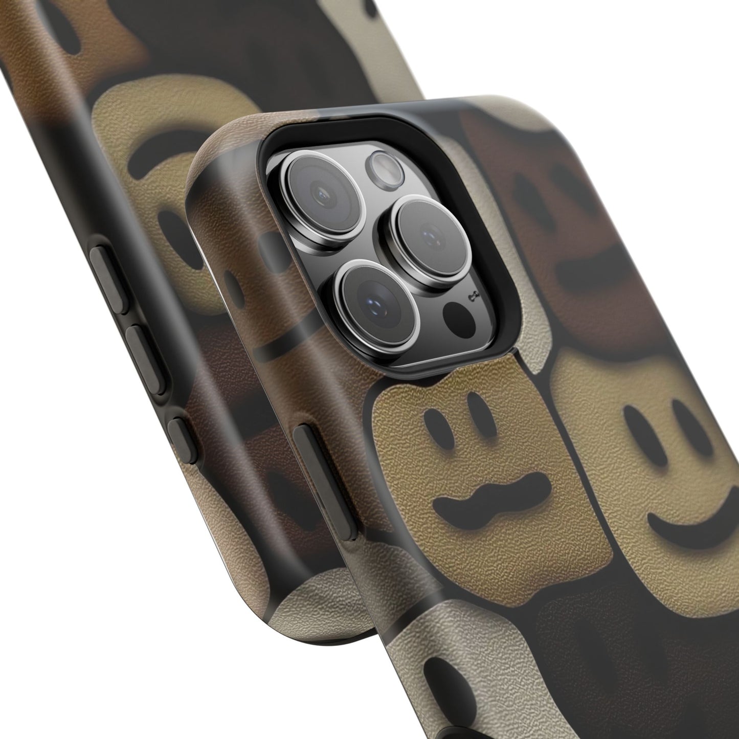 Magnetic Impact-Resistant Case — Brown Smiley Tile Phone Cover