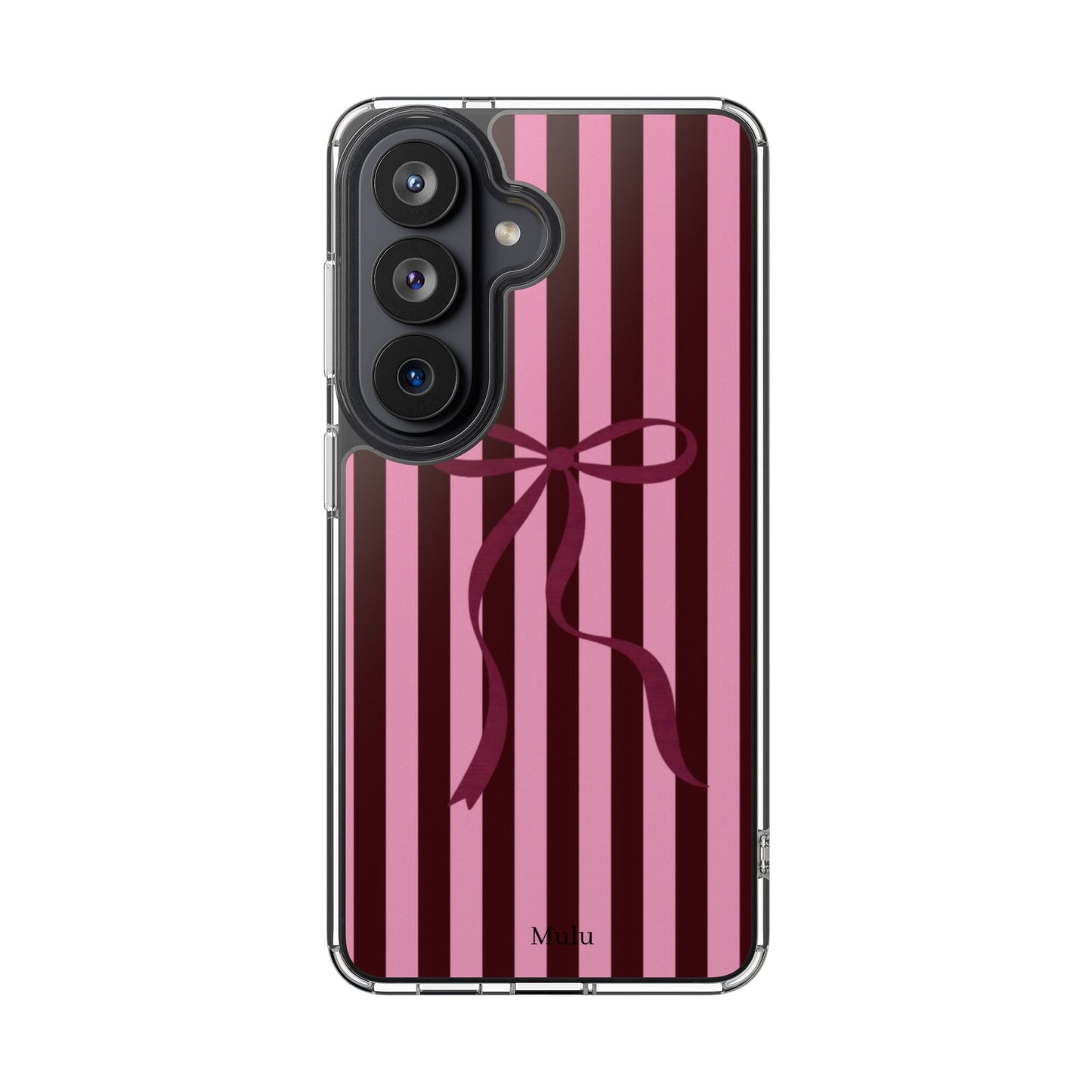 Pink Striped Ribbon Clear Impact-Resistant Phone Case
