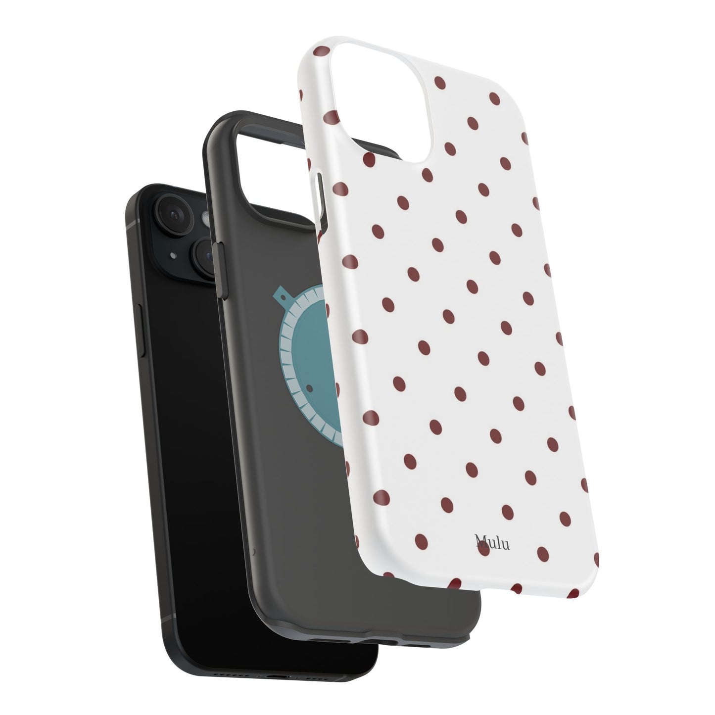 Polka Dot Magnetic Impact-Resistant Phone Case — Red Dots on White