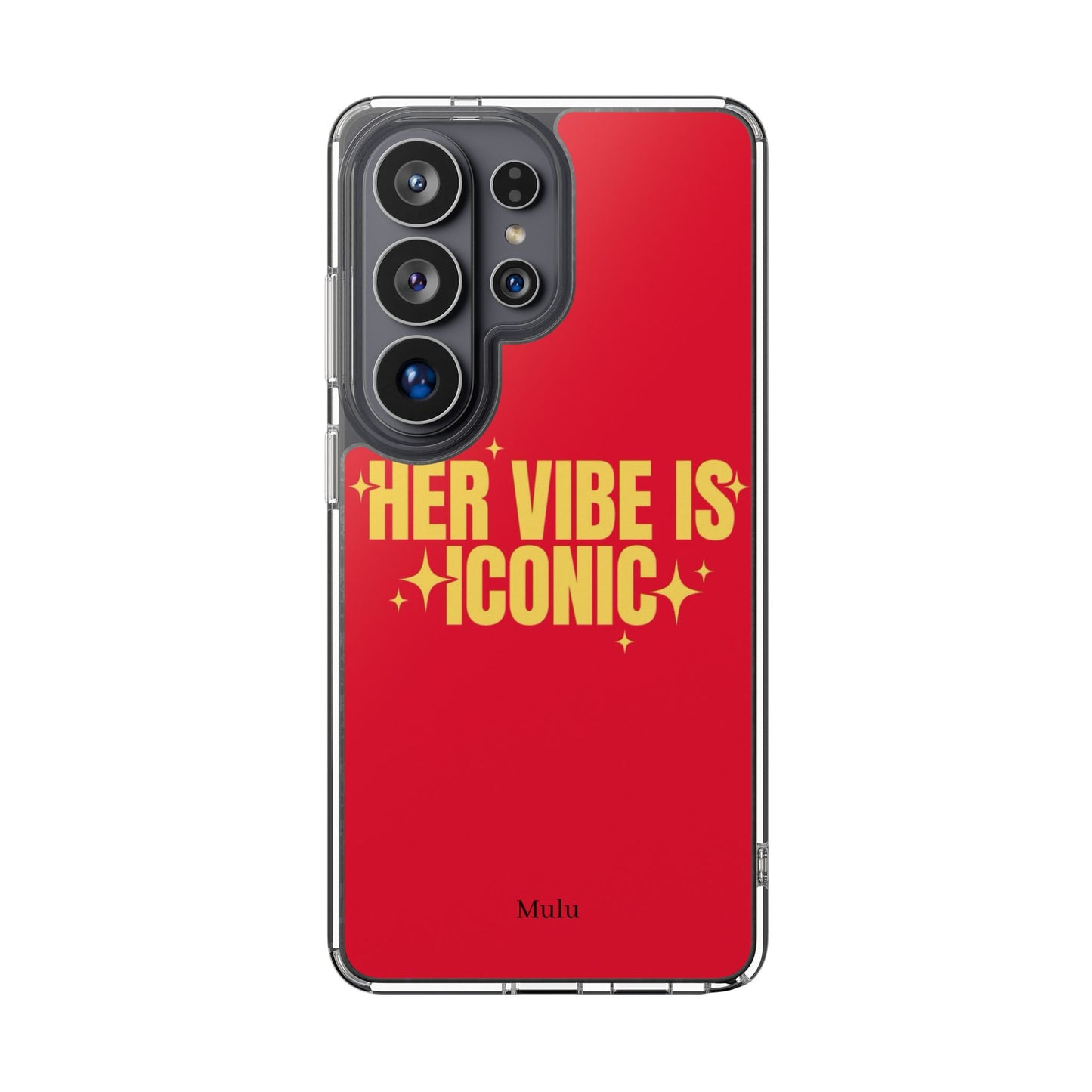 Clear Impact-Resistant Phone Case — "Her Vibe Is Iconic" Red Protective Cover