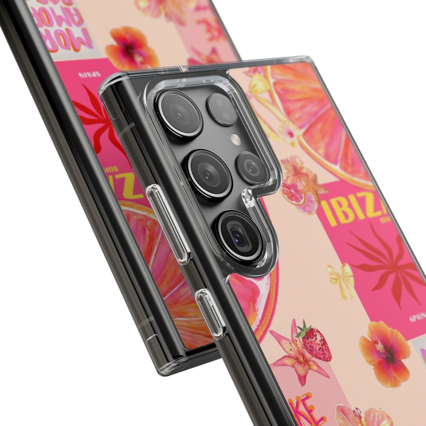 Clear Impact Phone Case — Pink Ibiza Citrus Floral Design