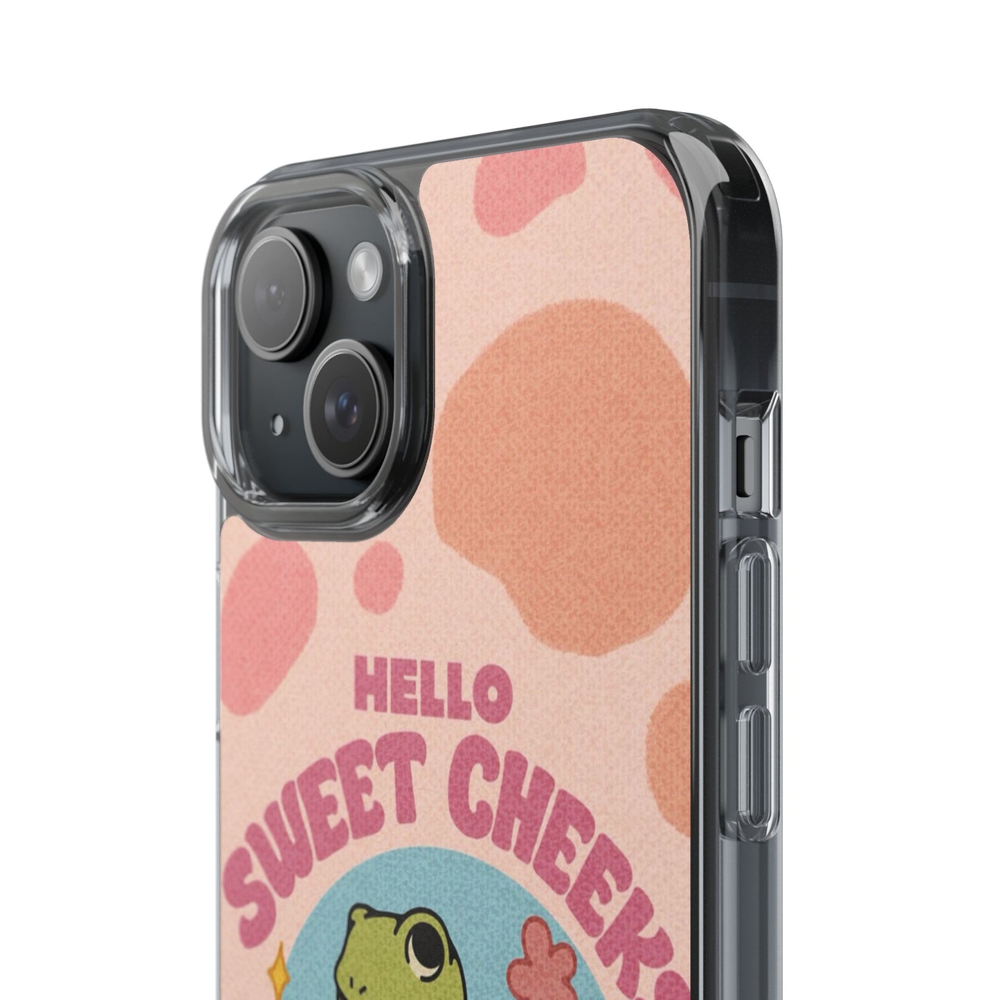 Clear Impact Phone Case — "Hello Sweet Cheeks" Retro Frog Design