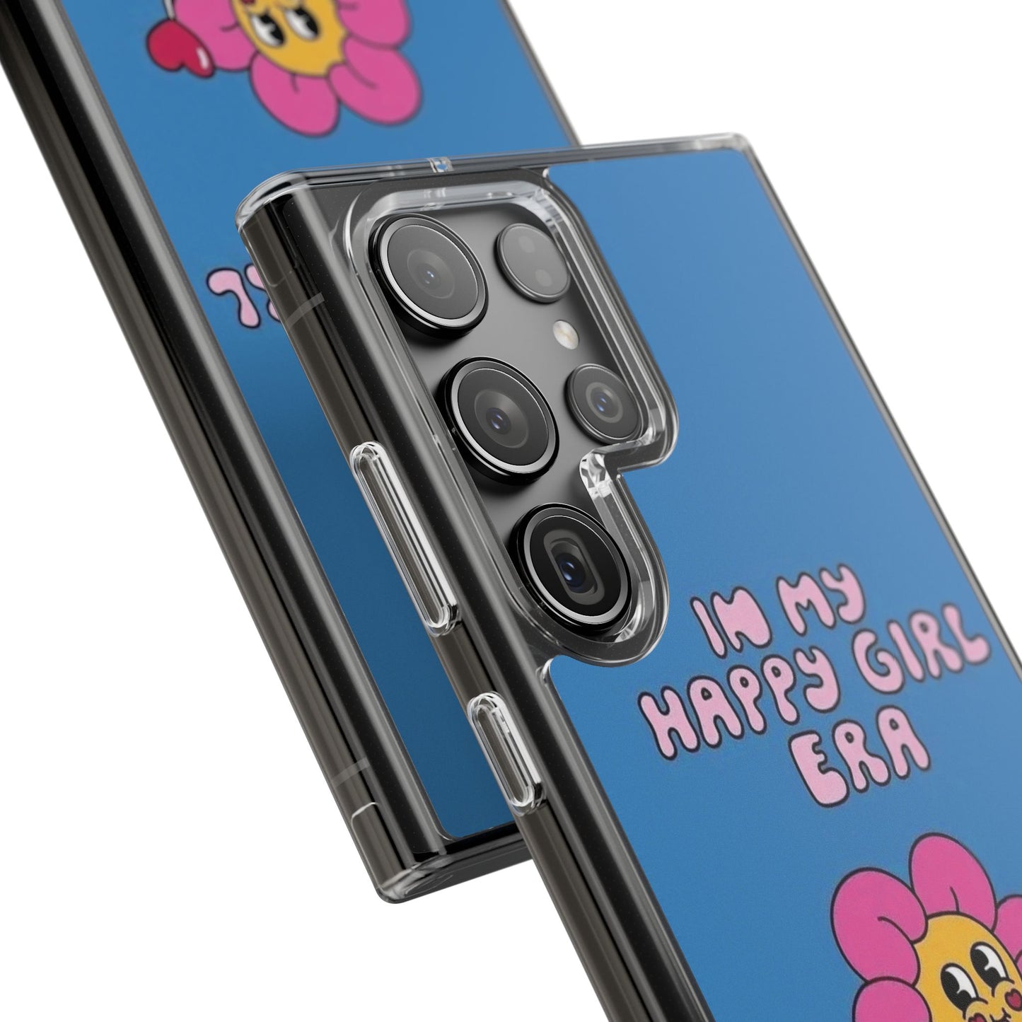 Clear Impact-Resistant Phone Case — “I’m My Happy Girl Era” Cute Flower Design