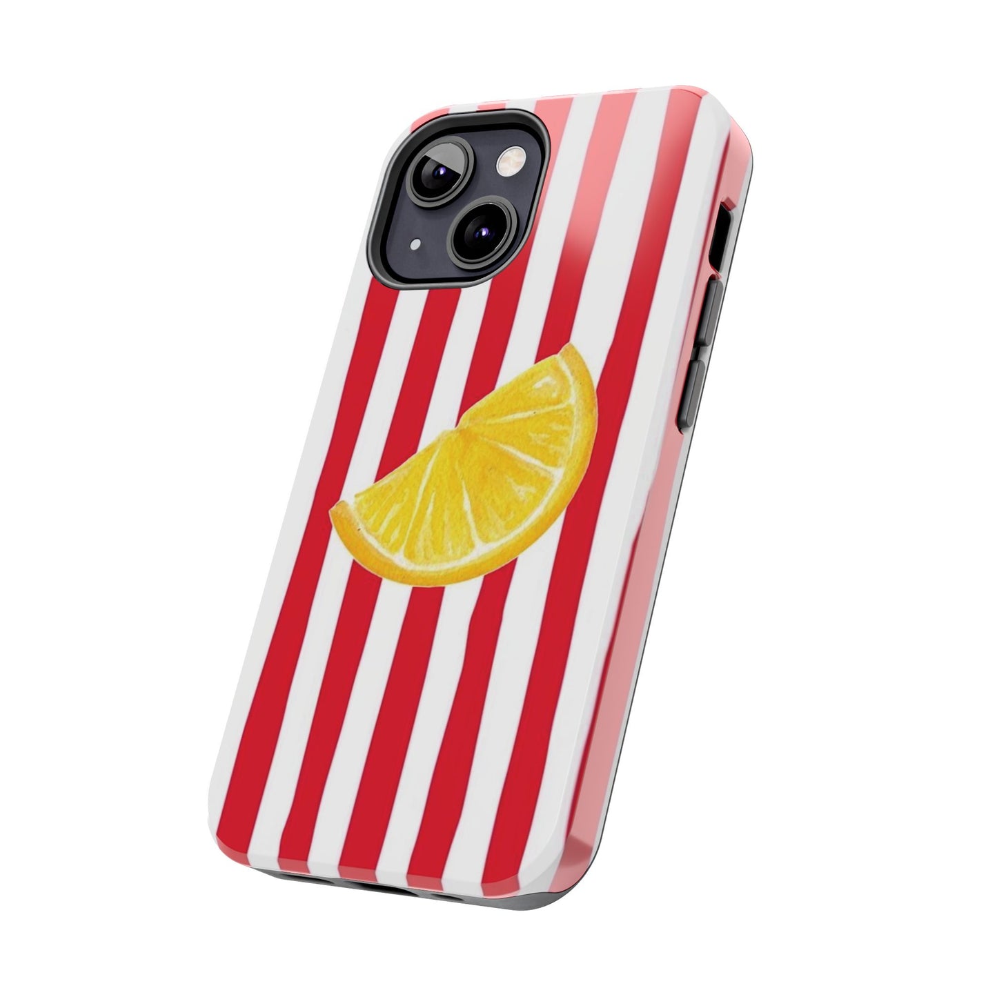 Lemon Slice Red & White Stripe Tough Phone Case
