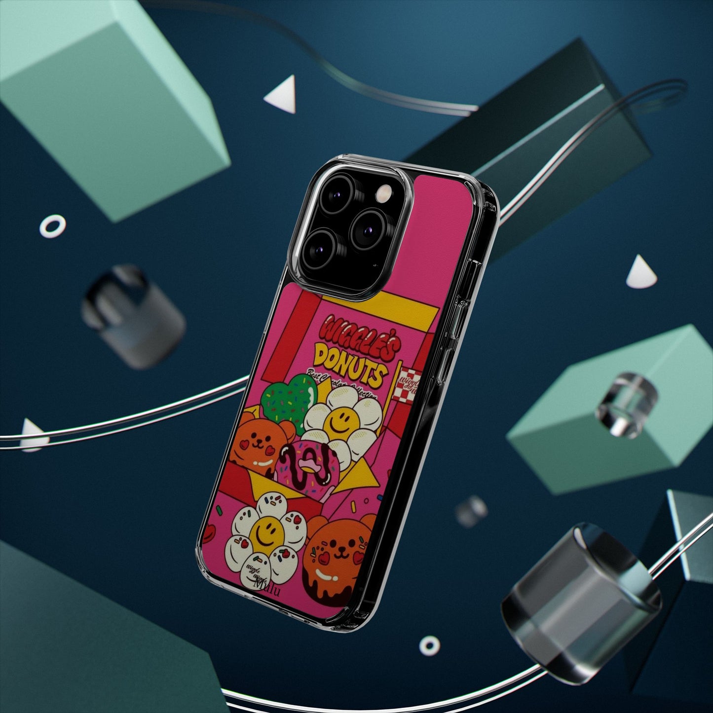 Donut Box Cute Phone Case — Clear Impact‑Resistant iPhone Cover with Smiling Donuts