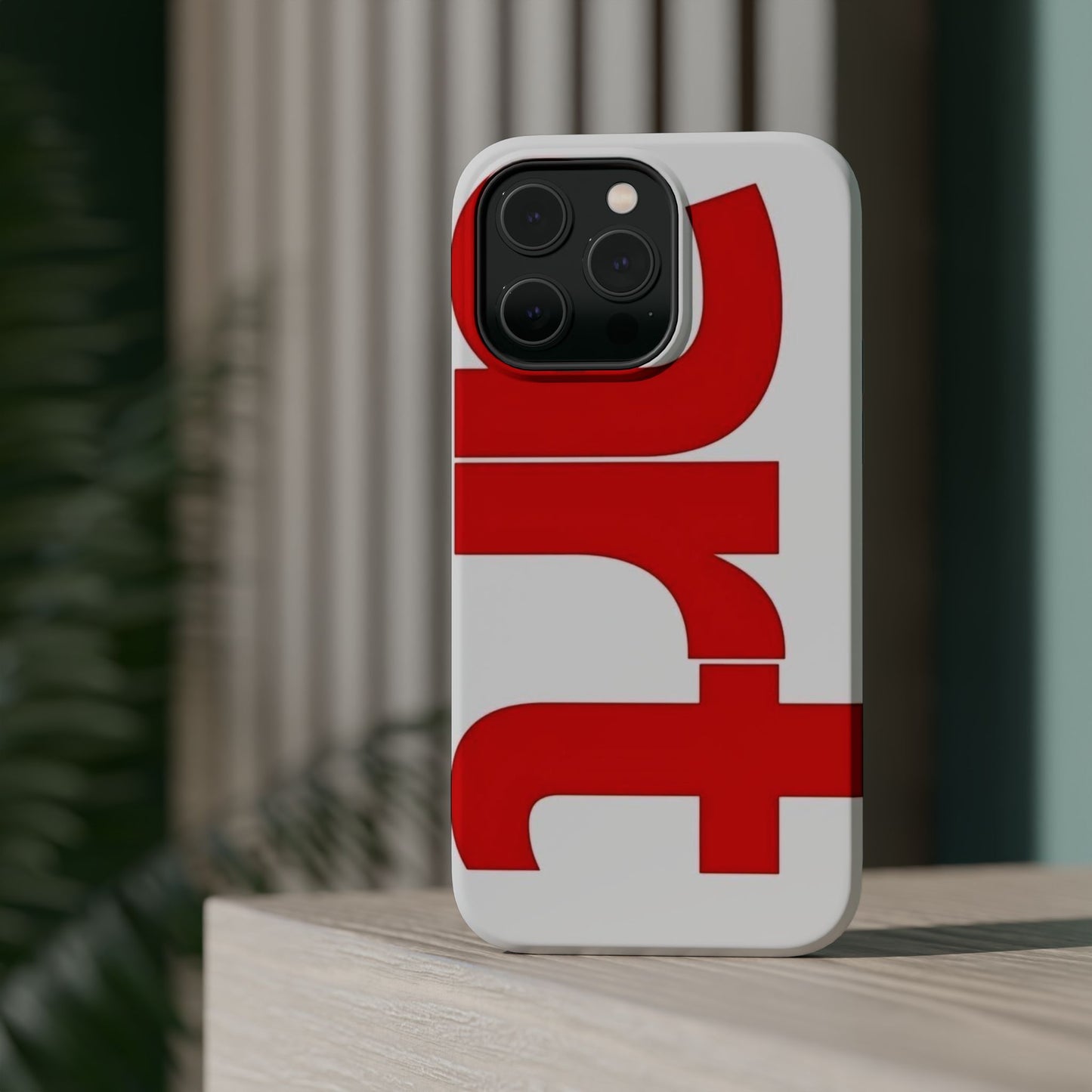 Magnetic Impact-Resistant Phone Case — Bold Red Typographic Design