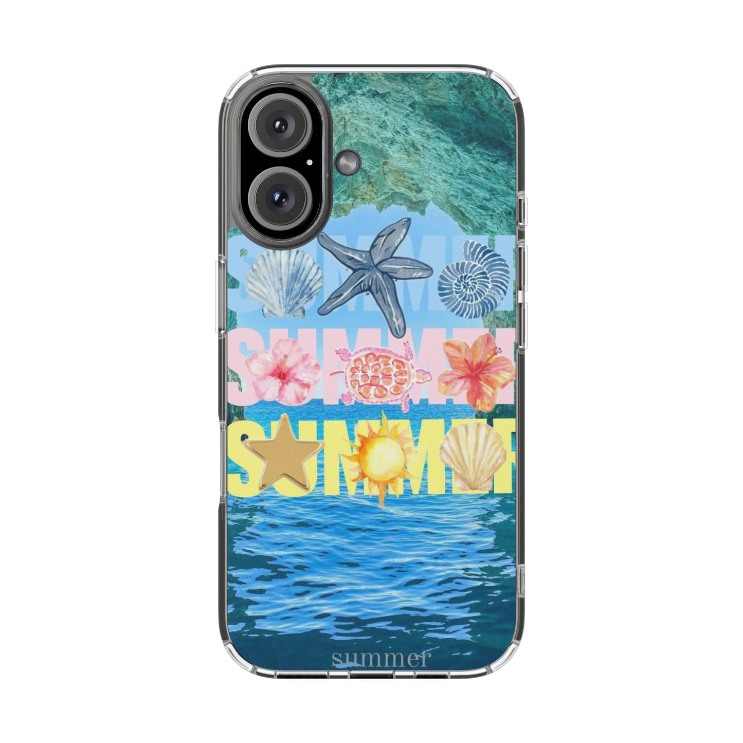 Clear Summer Beach Phone Case — Impact‑Resistant Tropical Design