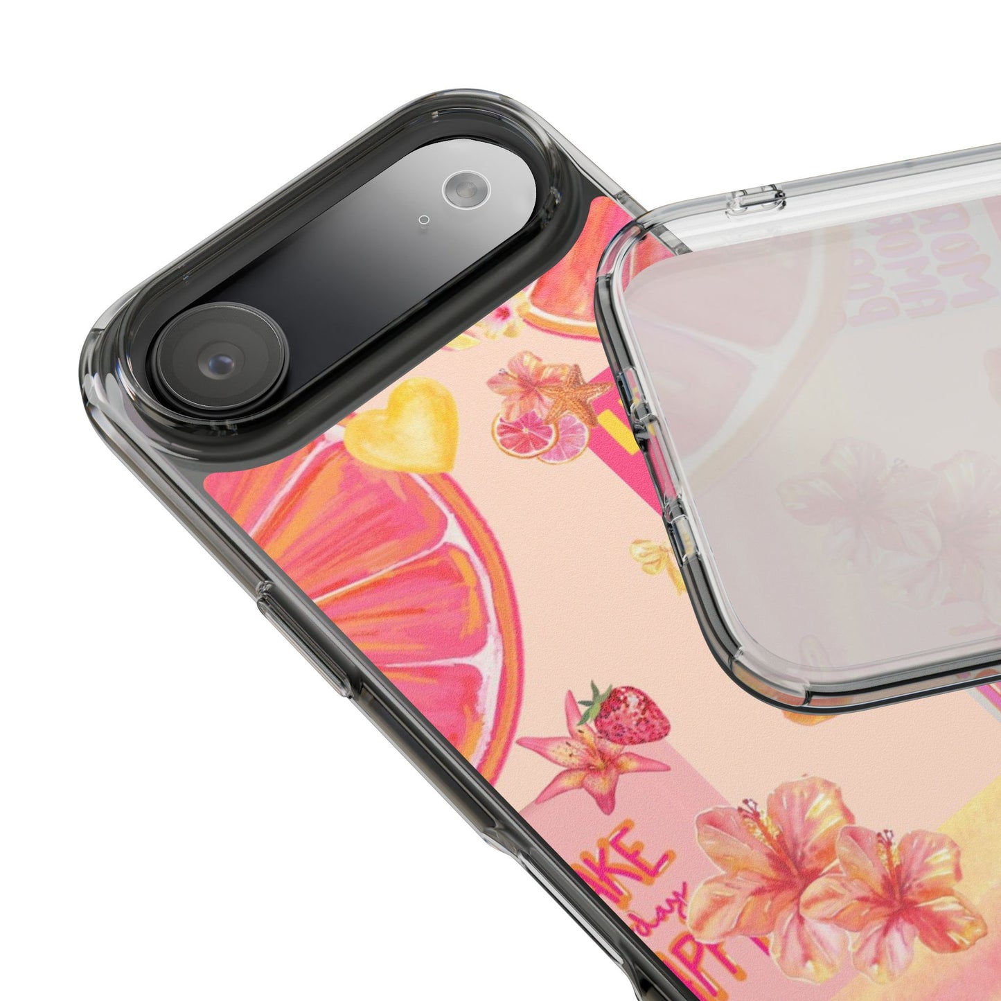 Clear Impact Phone Case — Pink Ibiza Citrus Floral Design