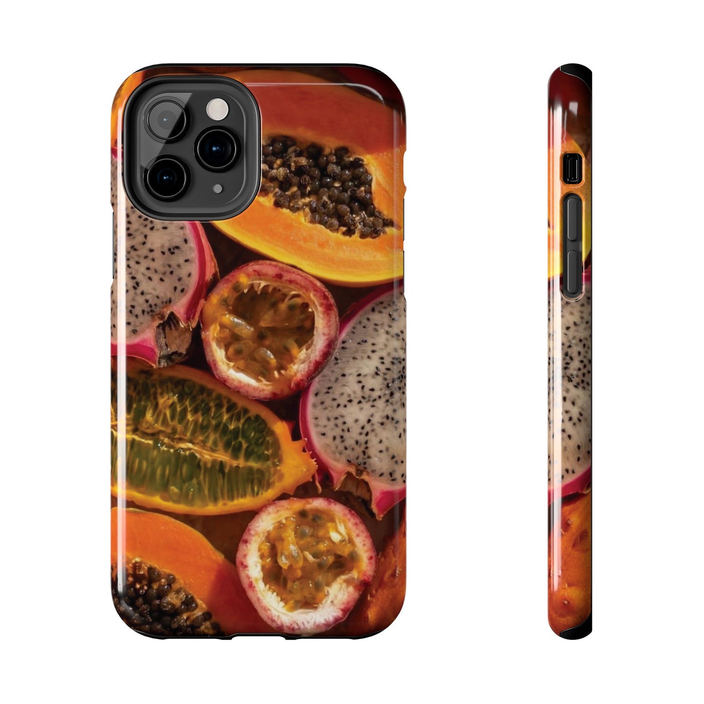 Tropical Fruit Tough Phone Case — Papaya & Dragon Fruit Design