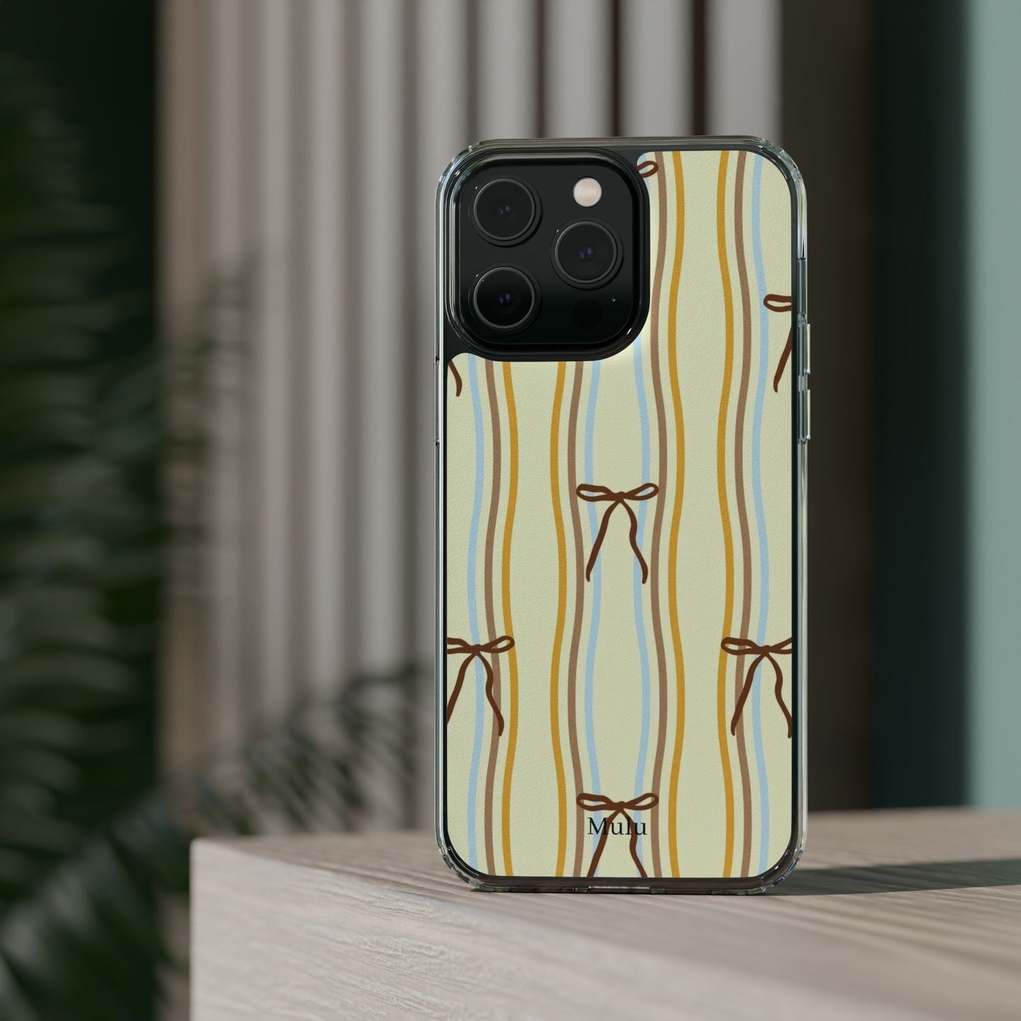 Ballet Ribbon Stripe Clear Impact Phone Case — Pastel Yellow Protective Cover