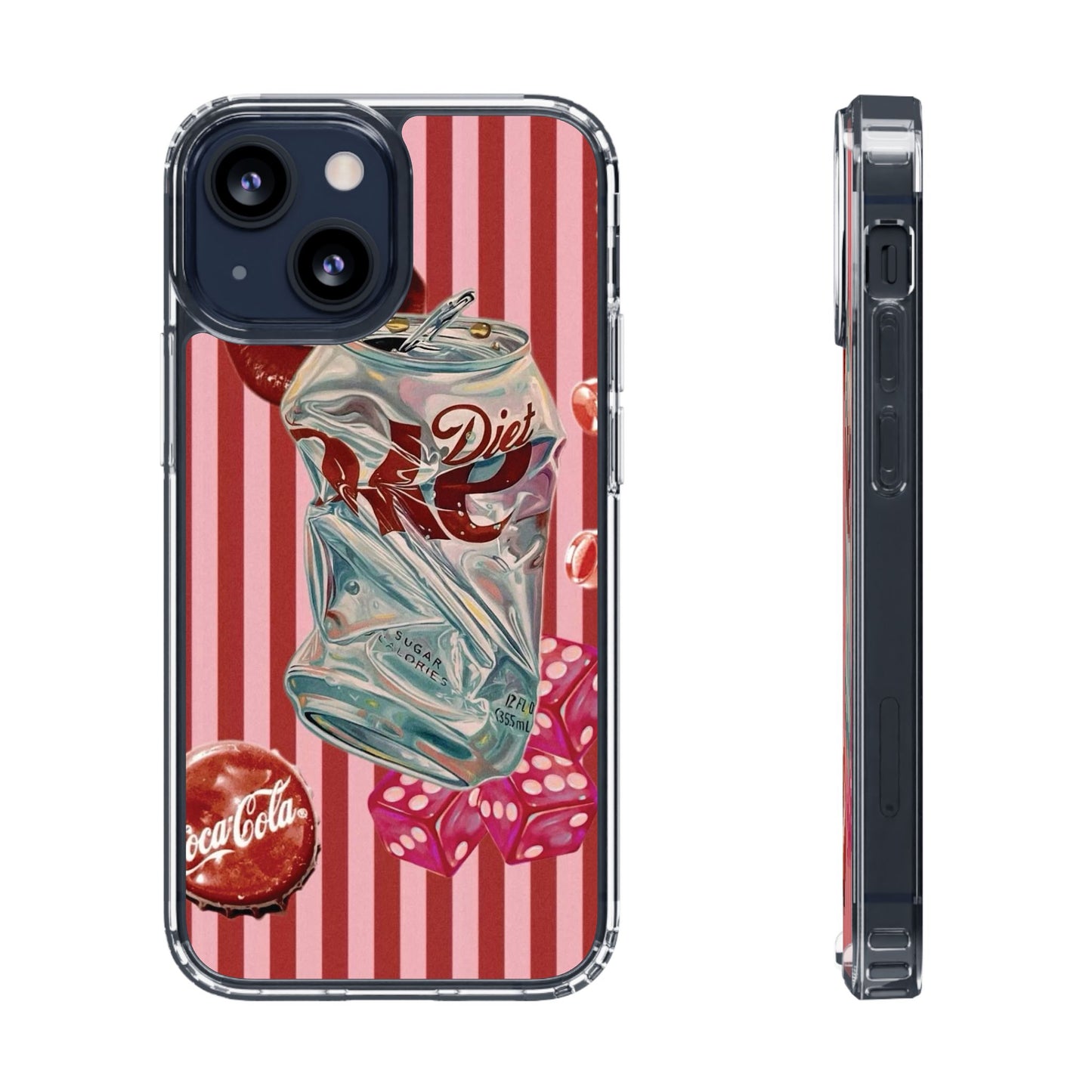 Diet Cola Crush Clear Phone Case – Retro Soda Pop Design