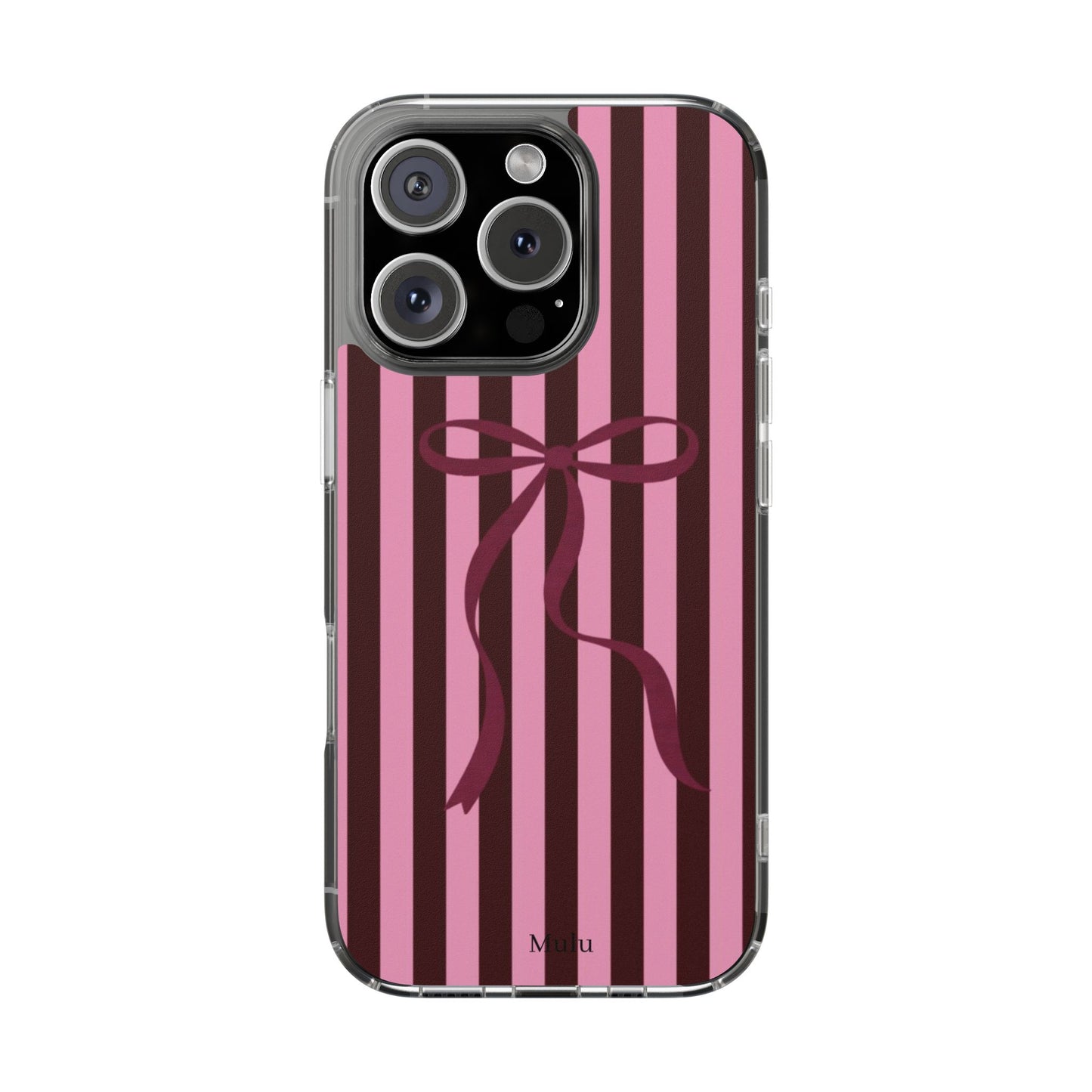 Pink Striped Ribbon Clear Impact-Resistant Phone Case