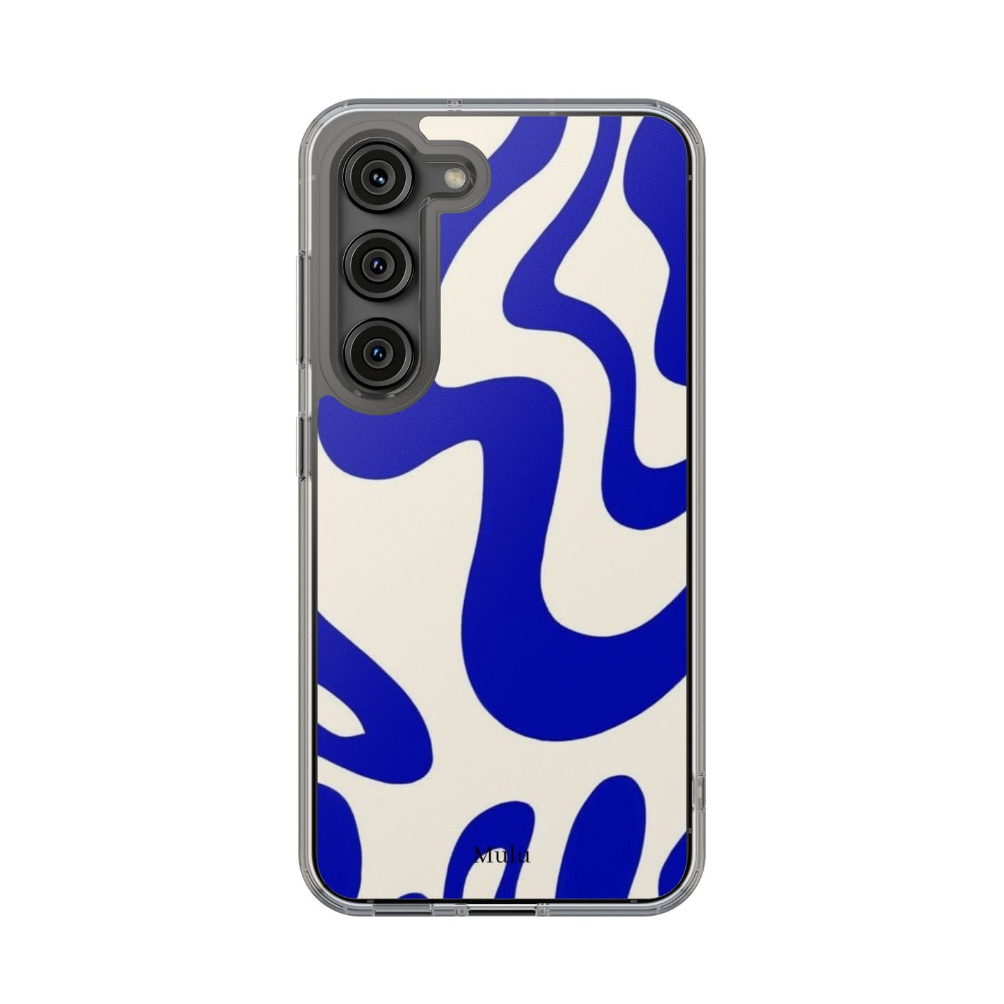 Clear Impact-Resistant Case — Blue Abstract Wavy Pattern