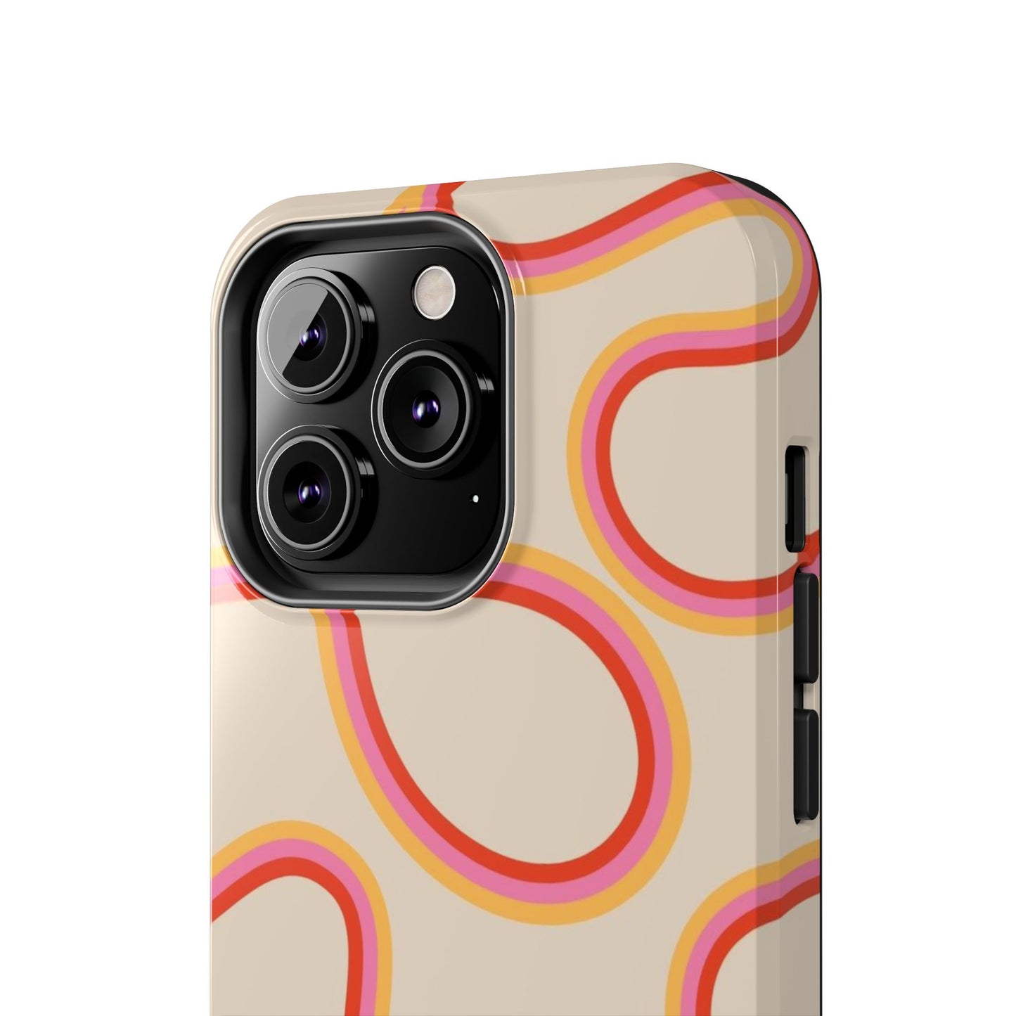 Retro Swirl Tough Phone Case — Beige Pink Orange Abstract Protection