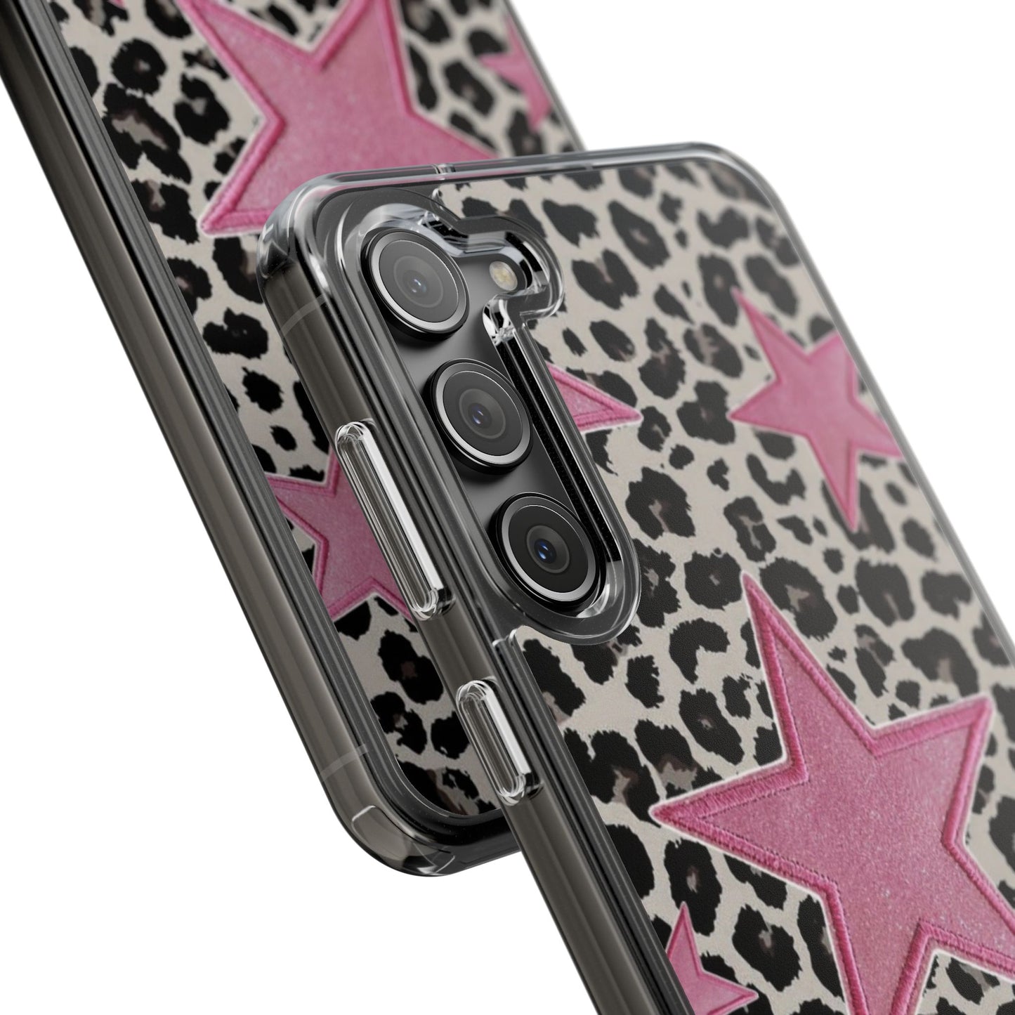 Pink Star Leopard Clear Impact Phone Case