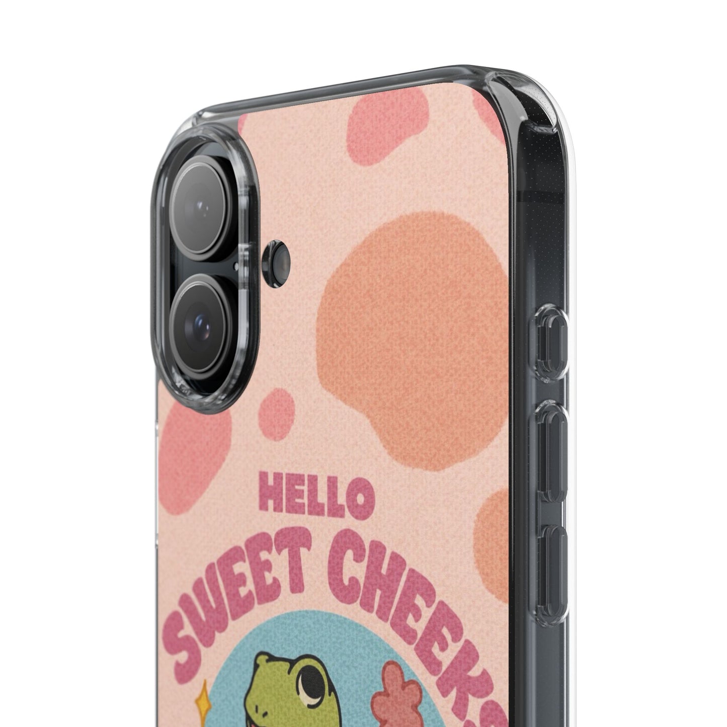 Clear Impact Phone Case — "Hello Sweet Cheeks" Retro Frog Design