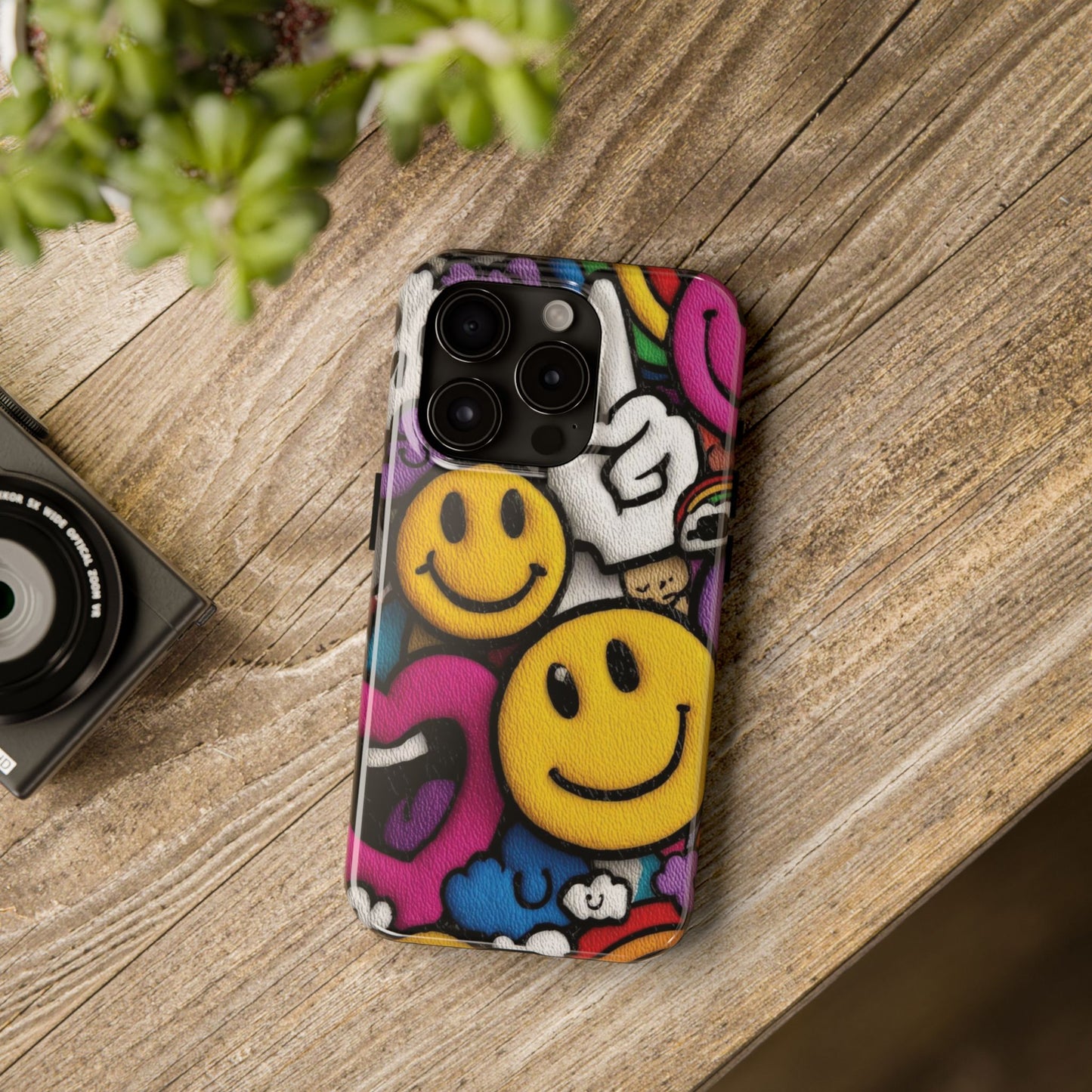 Smiley Graffiti Tough Phone Case – Colorful Urban Art Protection