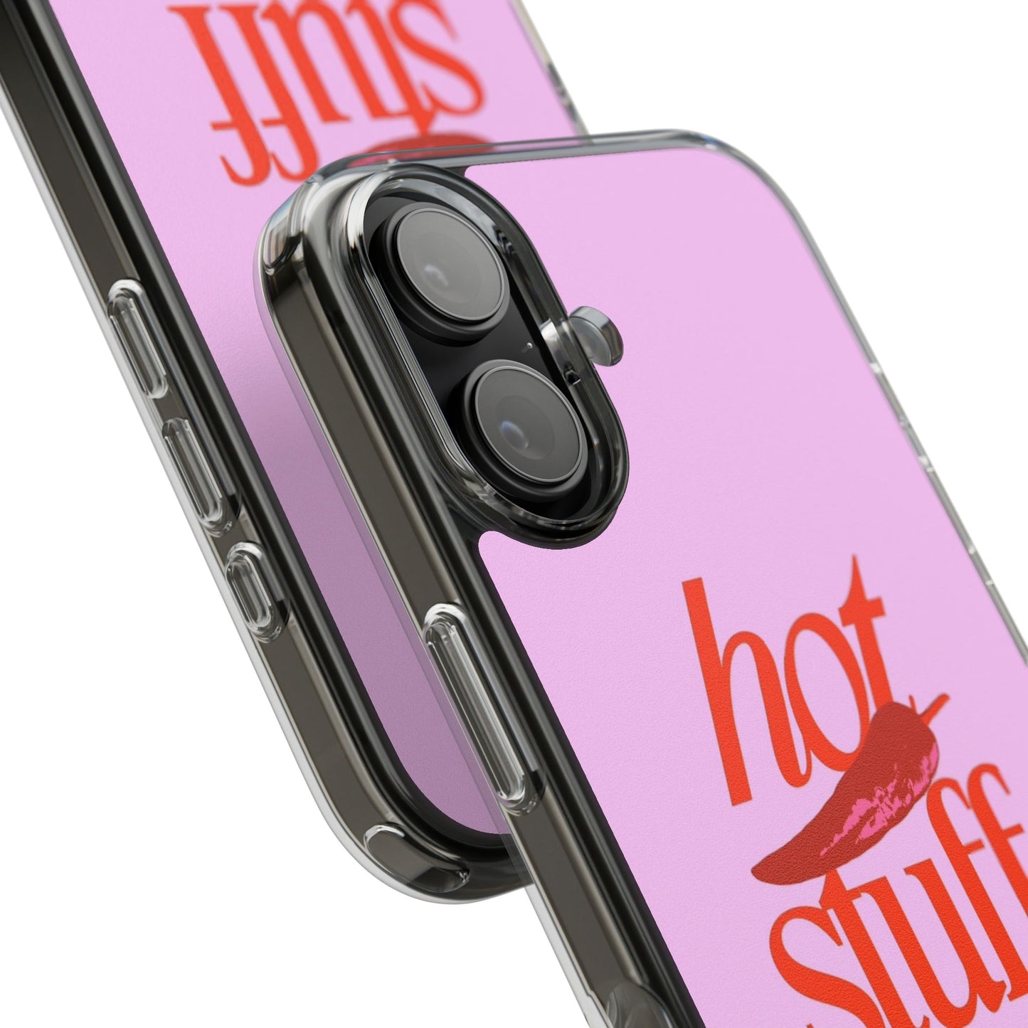 Hot Stuff Clear Impact Phone Case — Pink Retro Typography iPhone Cover