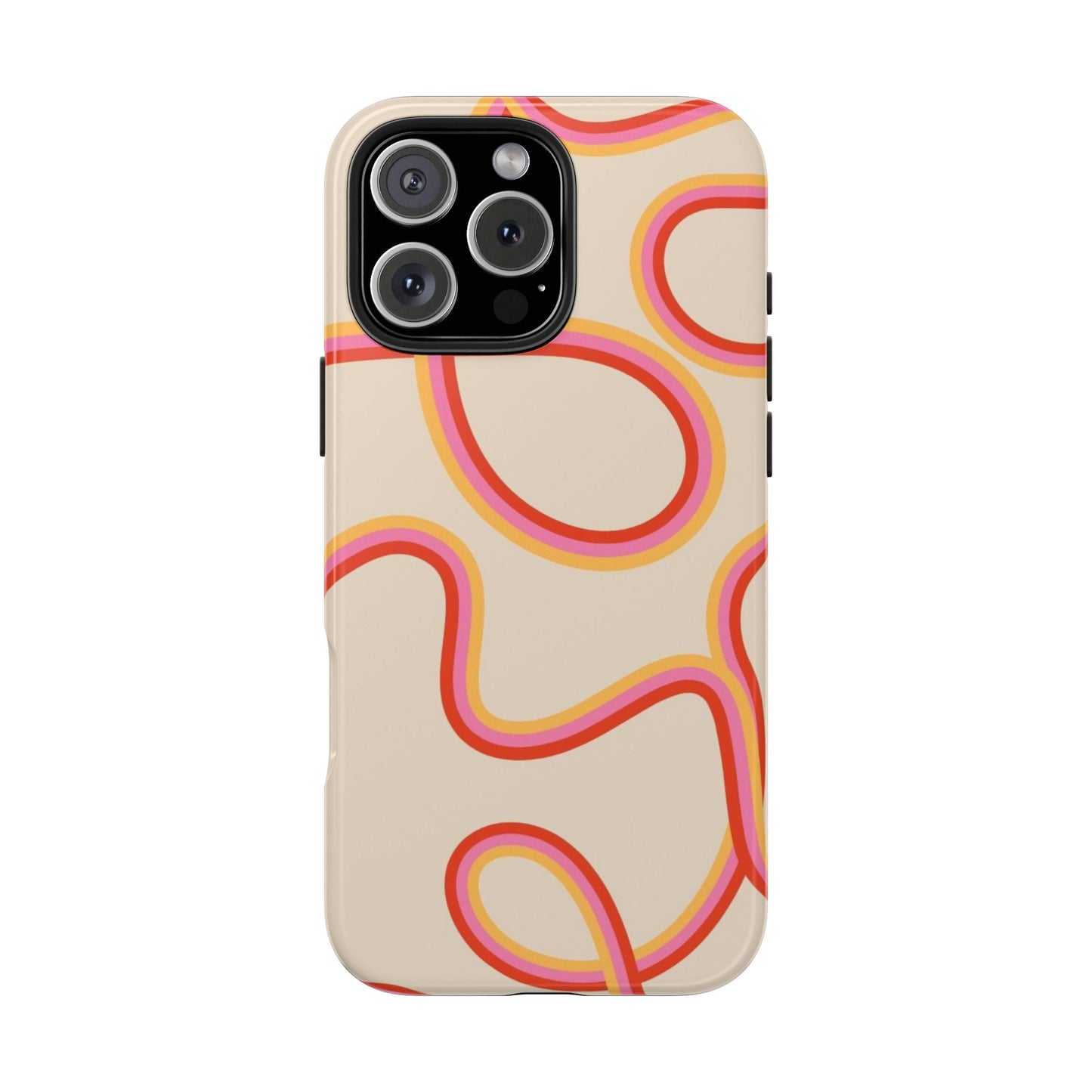 Retro Swirl Tough Phone Case — Beige Pink Orange Abstract Protection