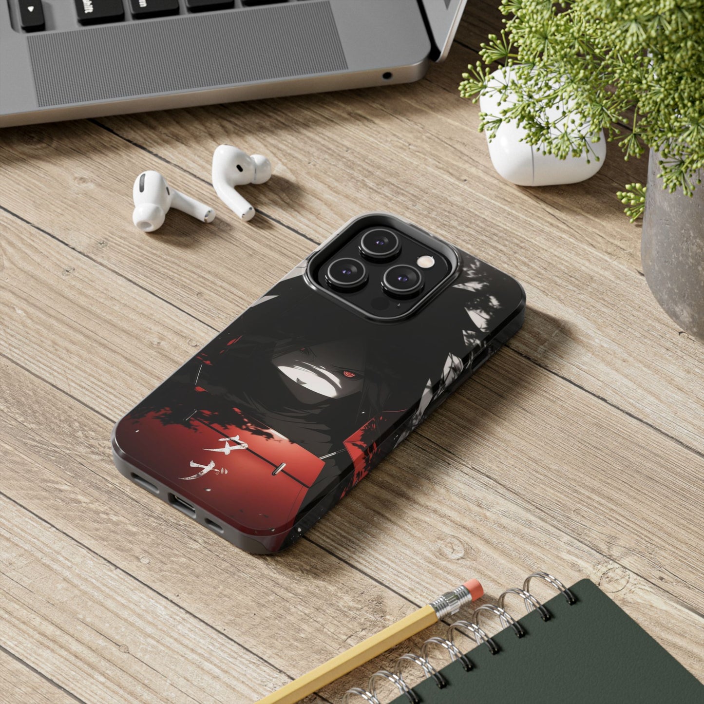 Anime Dark Ninja Phone Case — Red Eye Silhouette Tough Phone Case