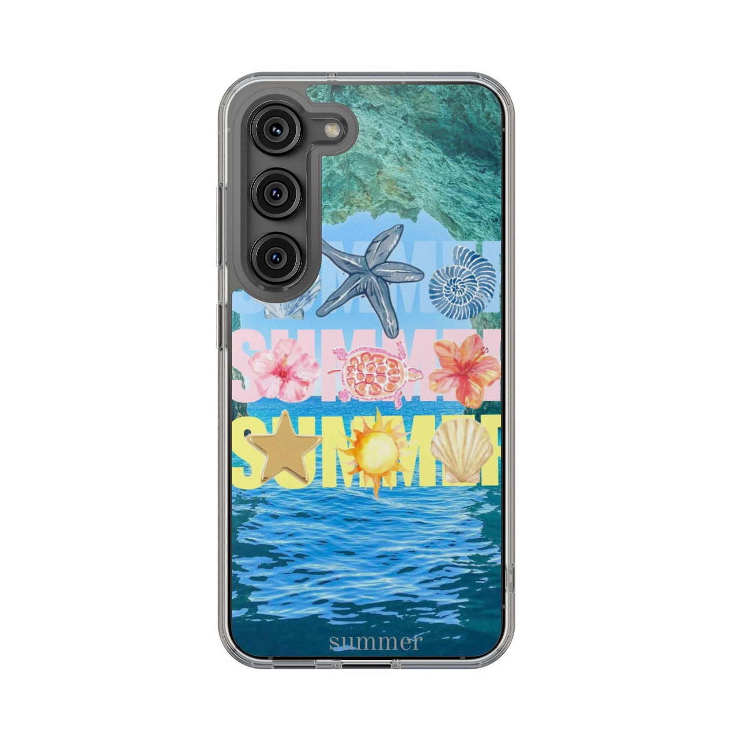 Clear Summer Beach Phone Case — Impact‑Resistant Tropical Design