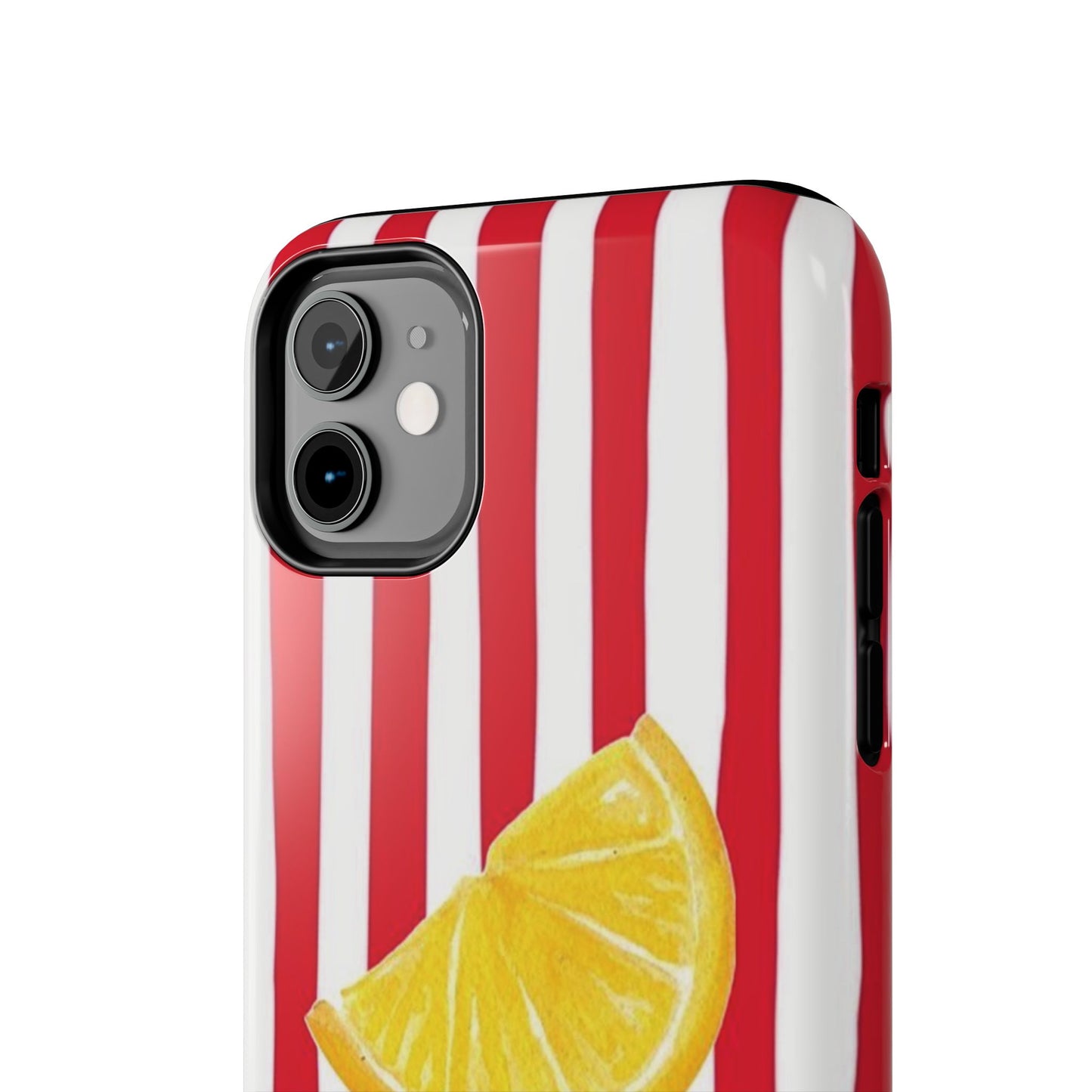 Lemon Slice Red & White Stripe Tough Phone Case