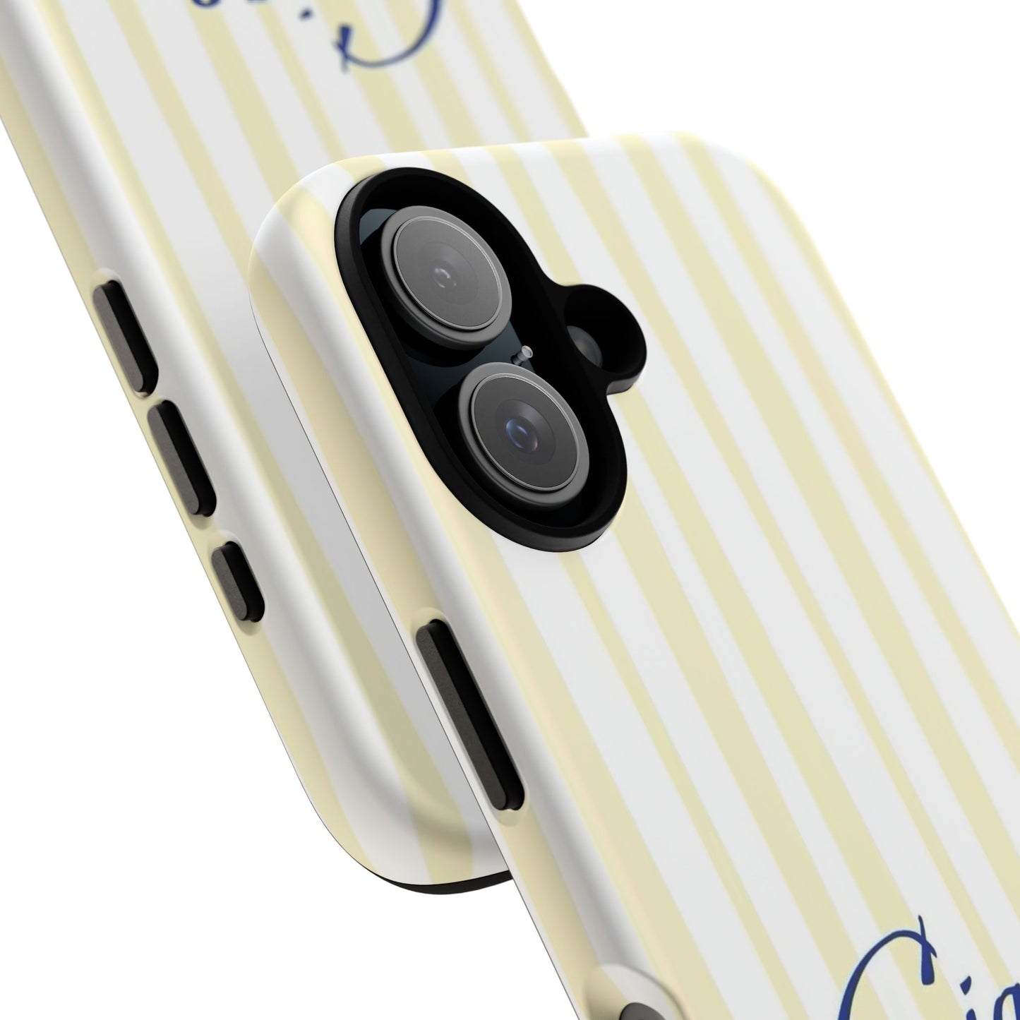 Ciao Bella Phone Case – Striped Elegant Italian Script Protective Cover