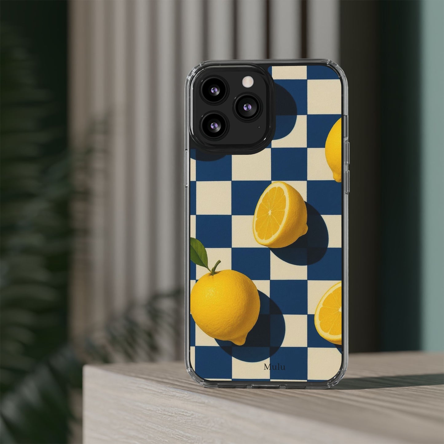 Clear Impact-Resistant Case — Retro Checkered Lemons Phone Case