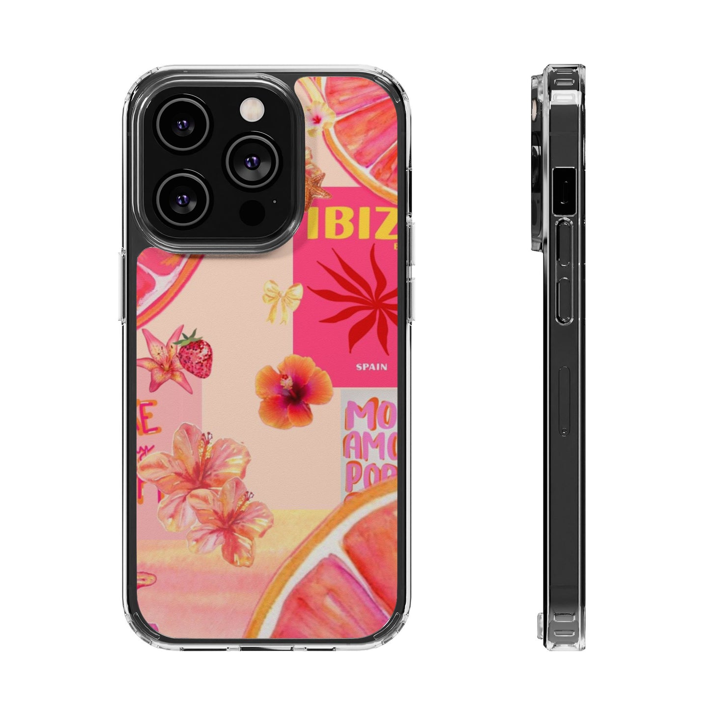 Clear Impact Phone Case — Pink Ibiza Citrus Floral Design