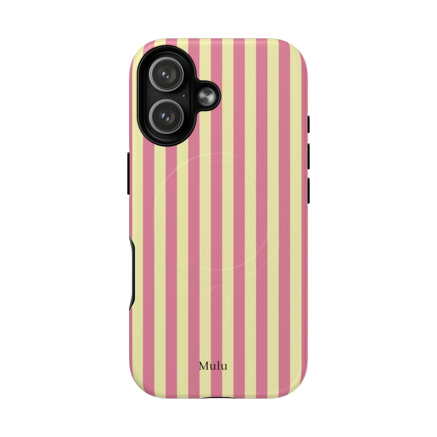 Striped Pink & Yellow Magnetic Tough Phone Case — Retro Pastel Protection