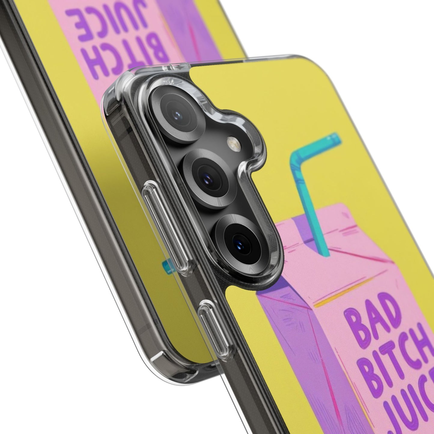 Clear Impact-Resistant Phone Case — "Bad Bitch Juice" Cartoon Juice Box Design