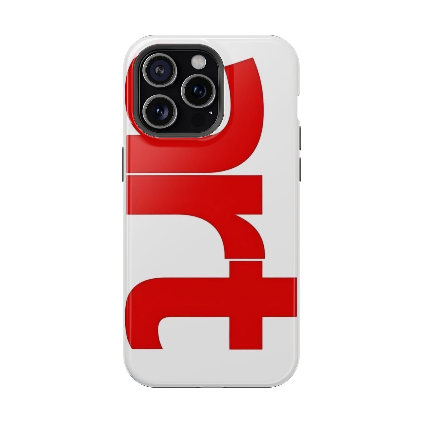 Magnetic Impact-Resistant Phone Case — Bold Red Typographic Design
