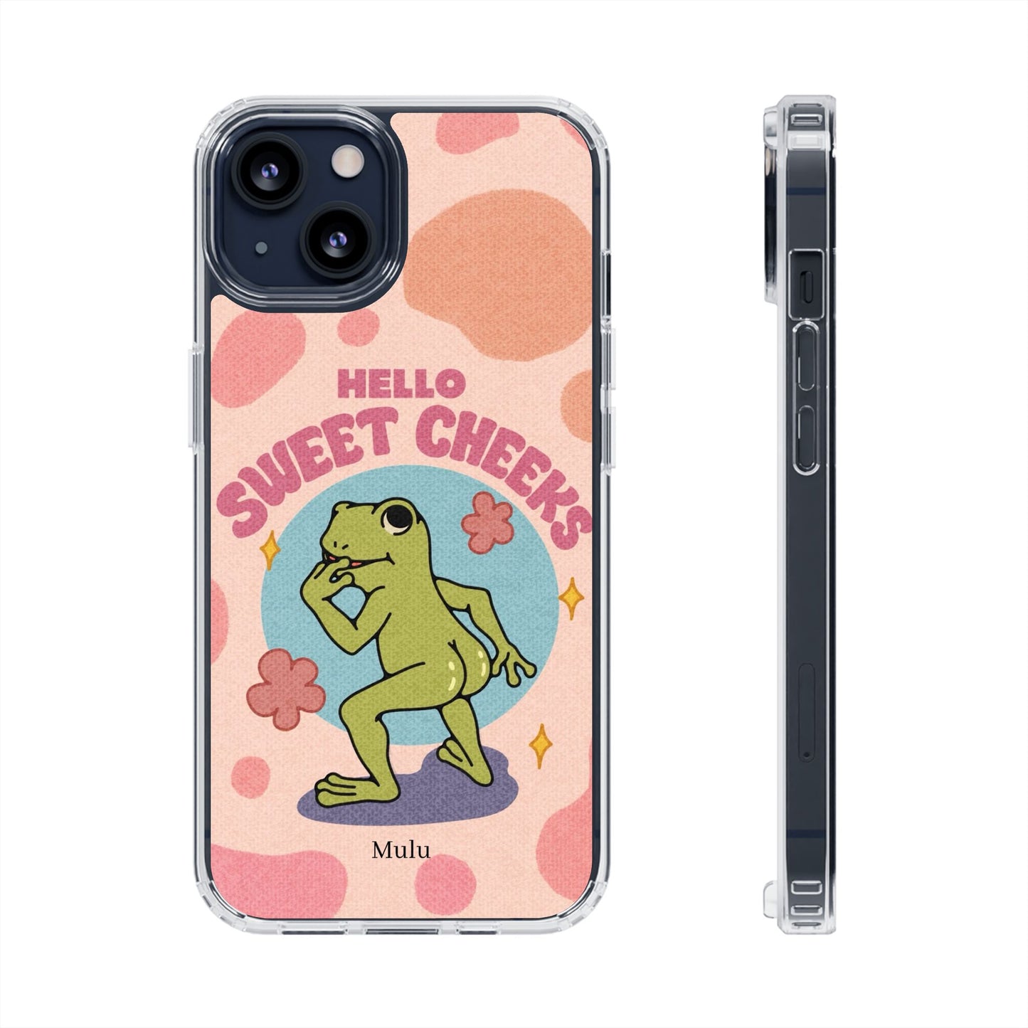 Clear Impact Phone Case — "Hello Sweet Cheeks" Retro Frog Design
