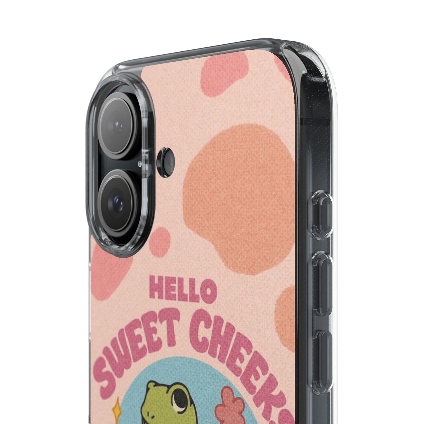 Clear Impact Phone Case — "Hello Sweet Cheeks" Retro Frog Design