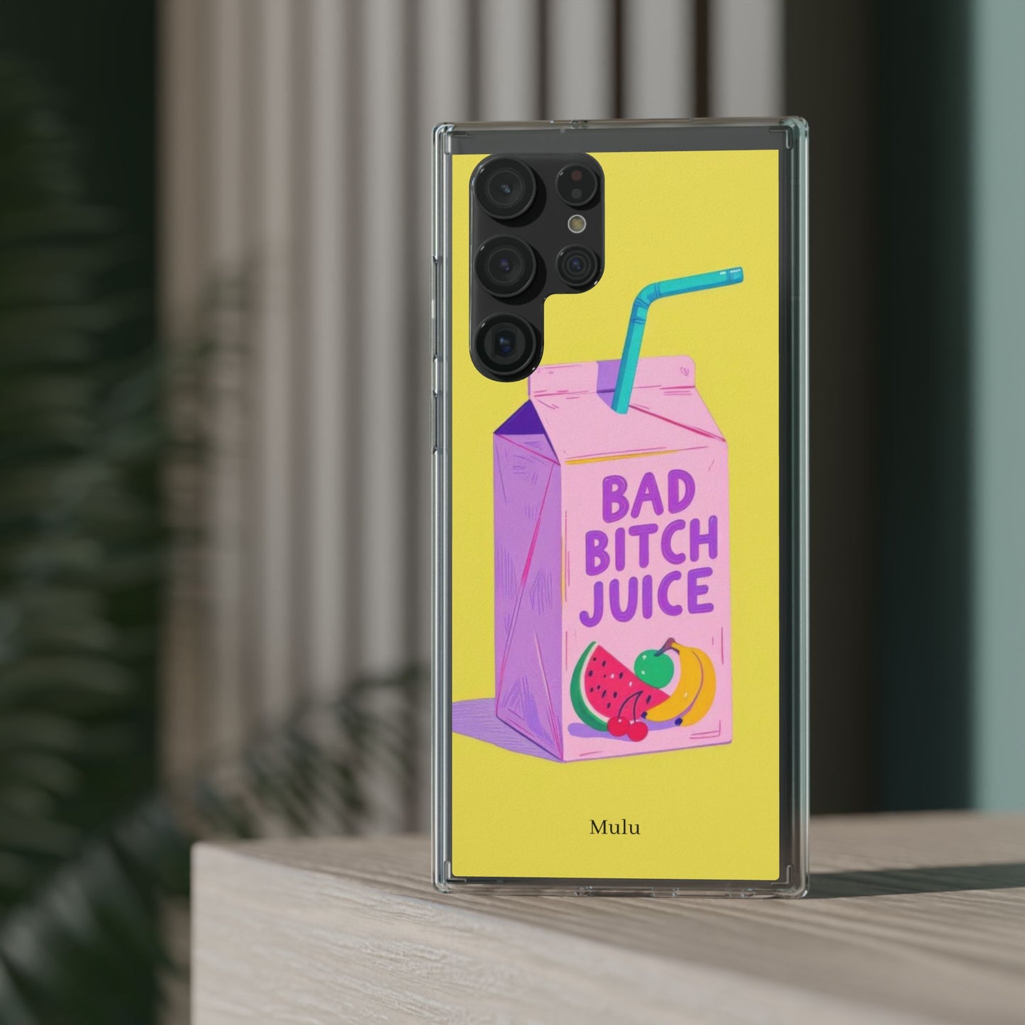 Clear Impact-Resistant Phone Case — "Bad Bitch Juice" Cartoon Juice Box Design