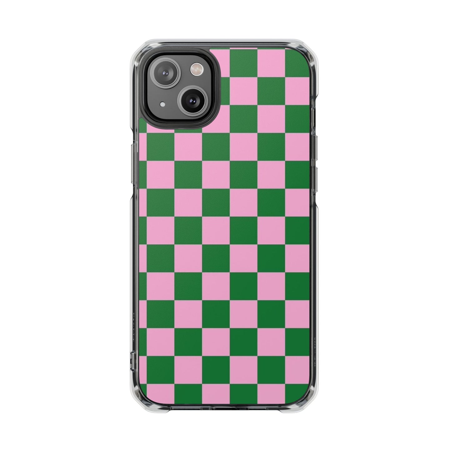 Pink & Green Checkerboard Magnetic Clear Phone Case