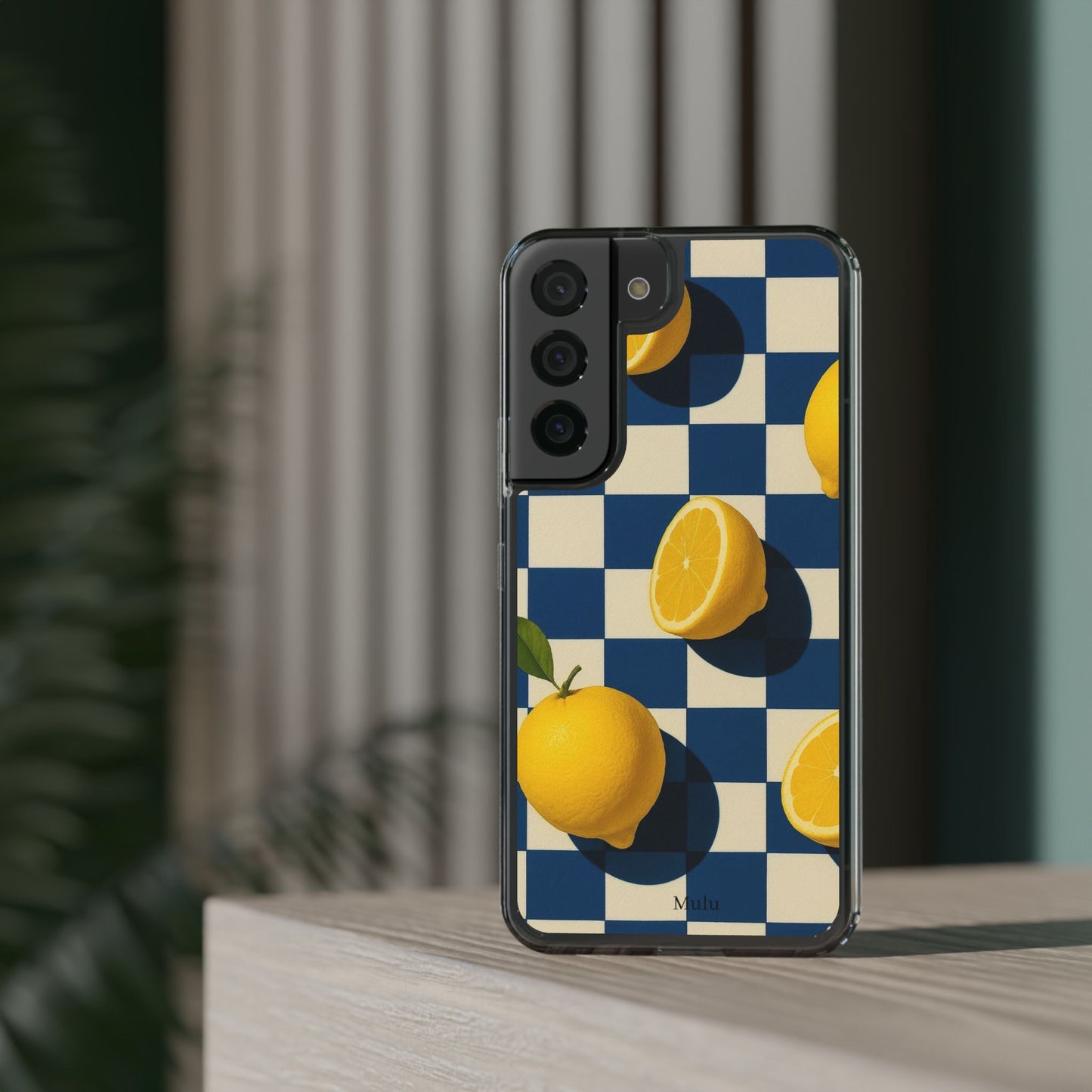 Clear Impact-Resistant Case — Retro Checkered Lemons Phone Case
