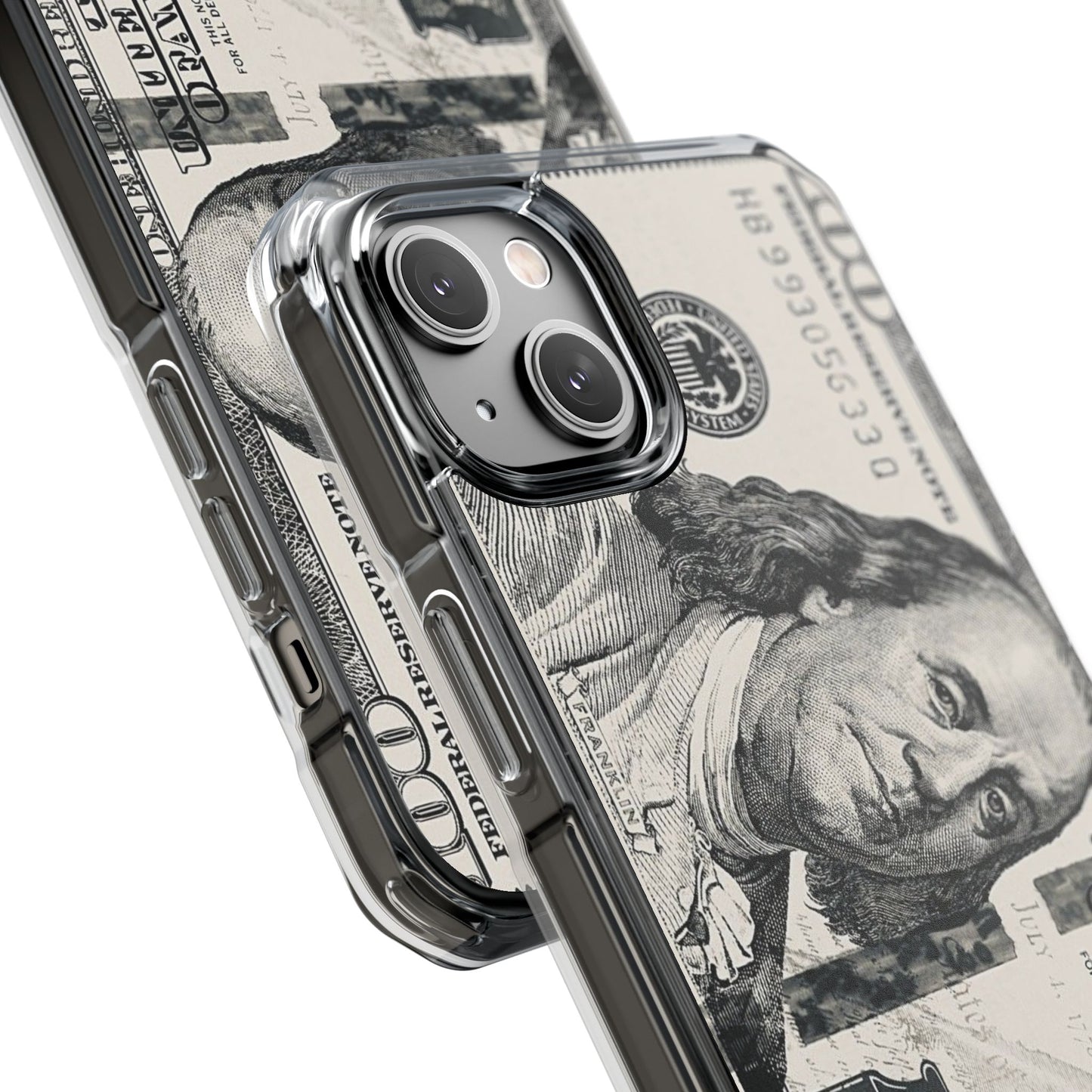 Clear Magnetic Phone Case — Hundred Dollar Bill Design