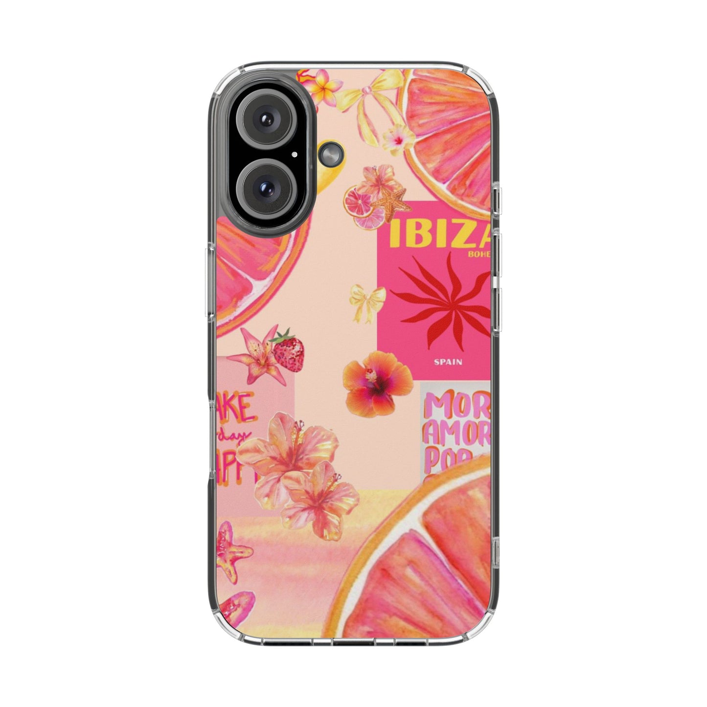 Clear Impact Phone Case — Pink Ibiza Citrus Floral Design