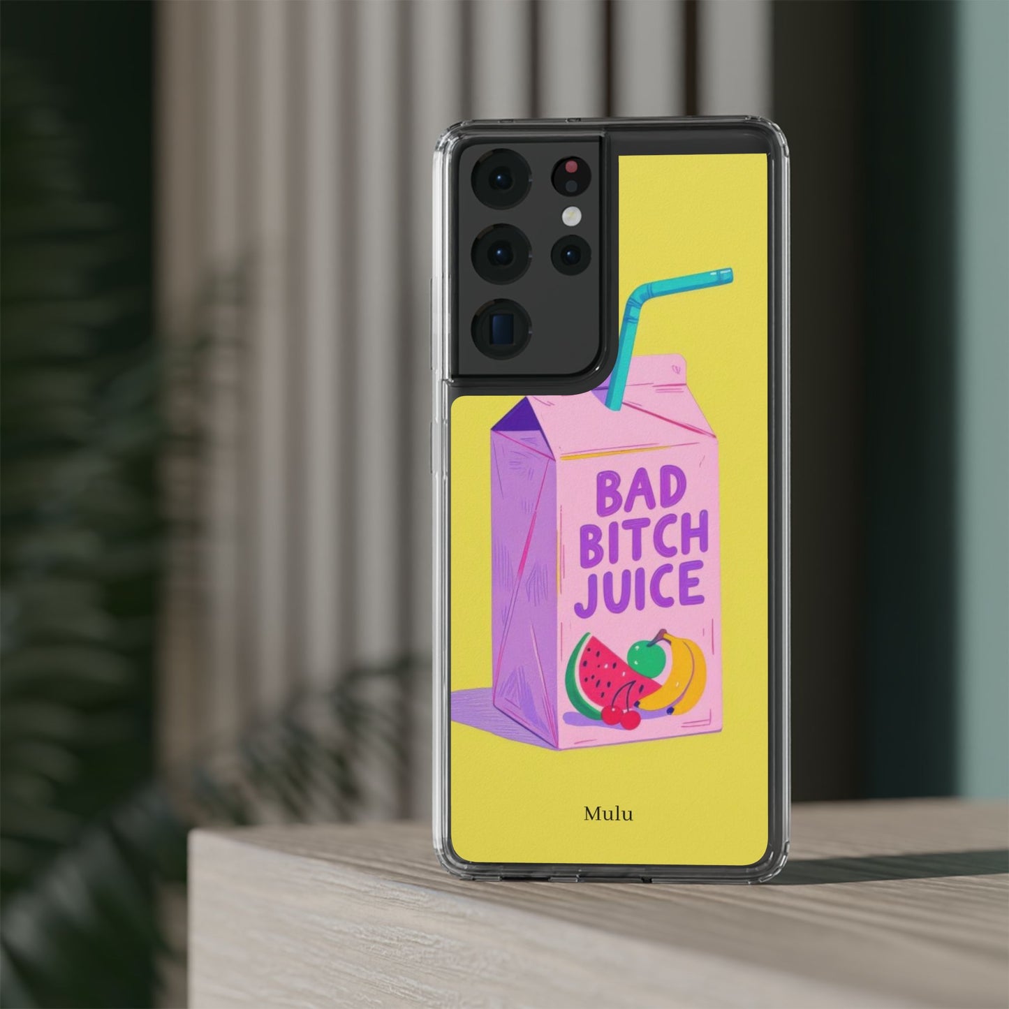 Clear Impact-Resistant Phone Case — "Bad Bitch Juice" Cartoon Juice Box Design