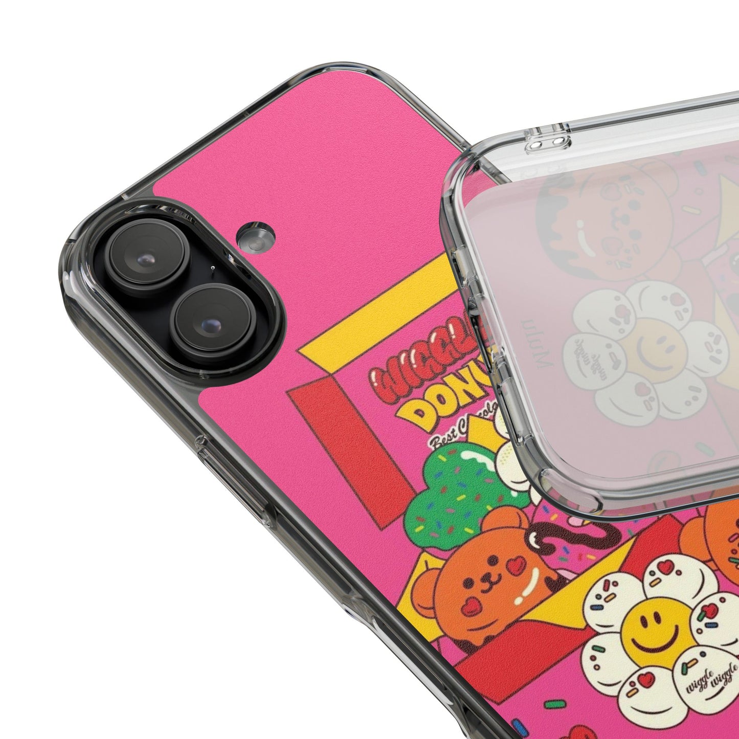 Donut Box Cute Phone Case — Clear Impact‑Resistant iPhone Cover with Smiling Donuts