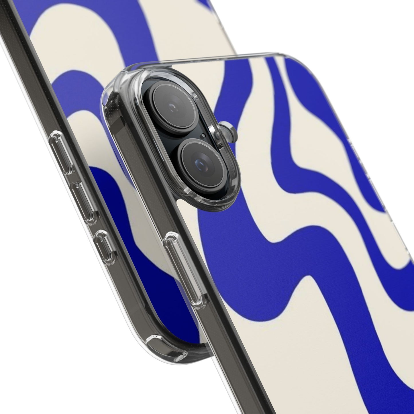 Clear Impact-Resistant Case — Blue Abstract Wavy Pattern
