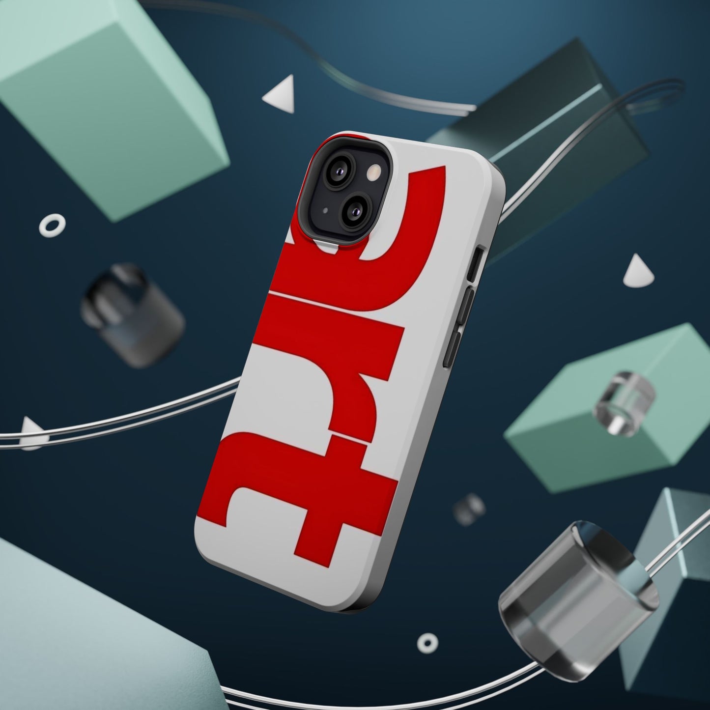 Magnetic Impact-Resistant Phone Case — Bold Red Typographic Design