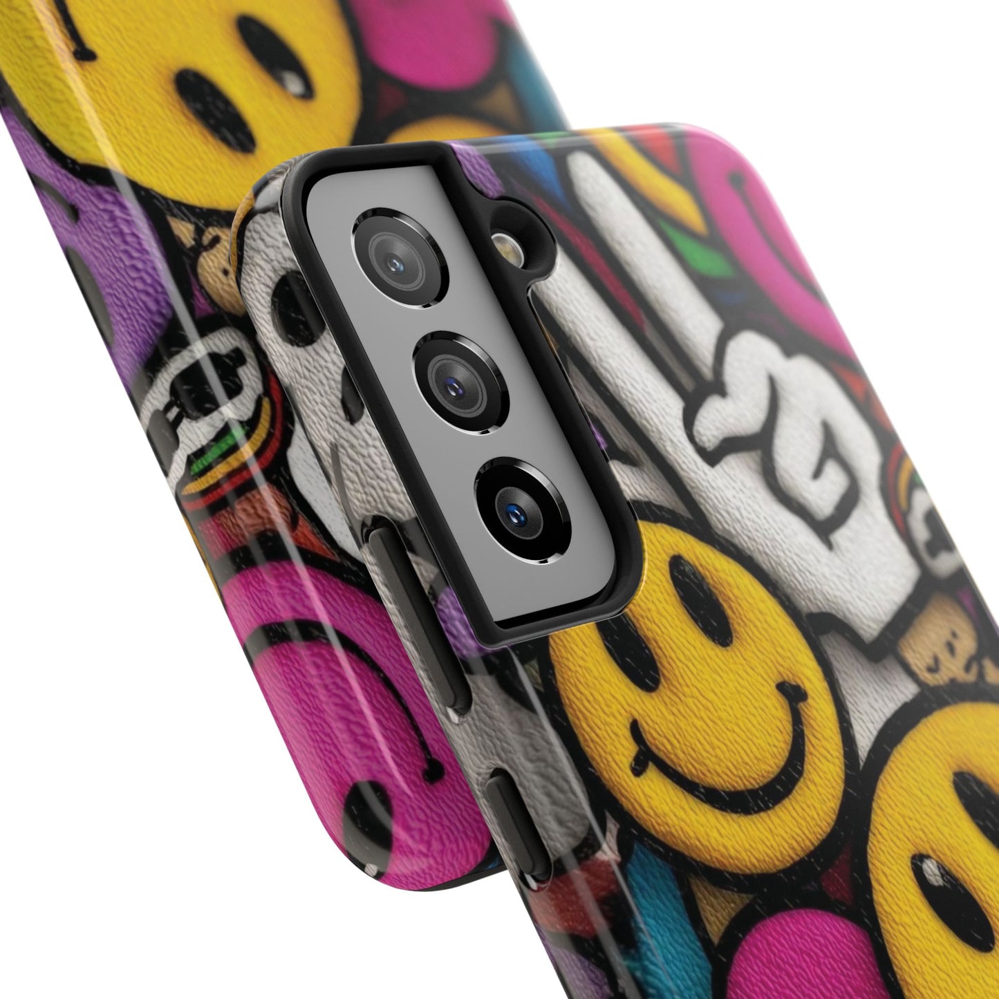 Smiley Graffiti Tough Phone Case – Colorful Urban Art Protection