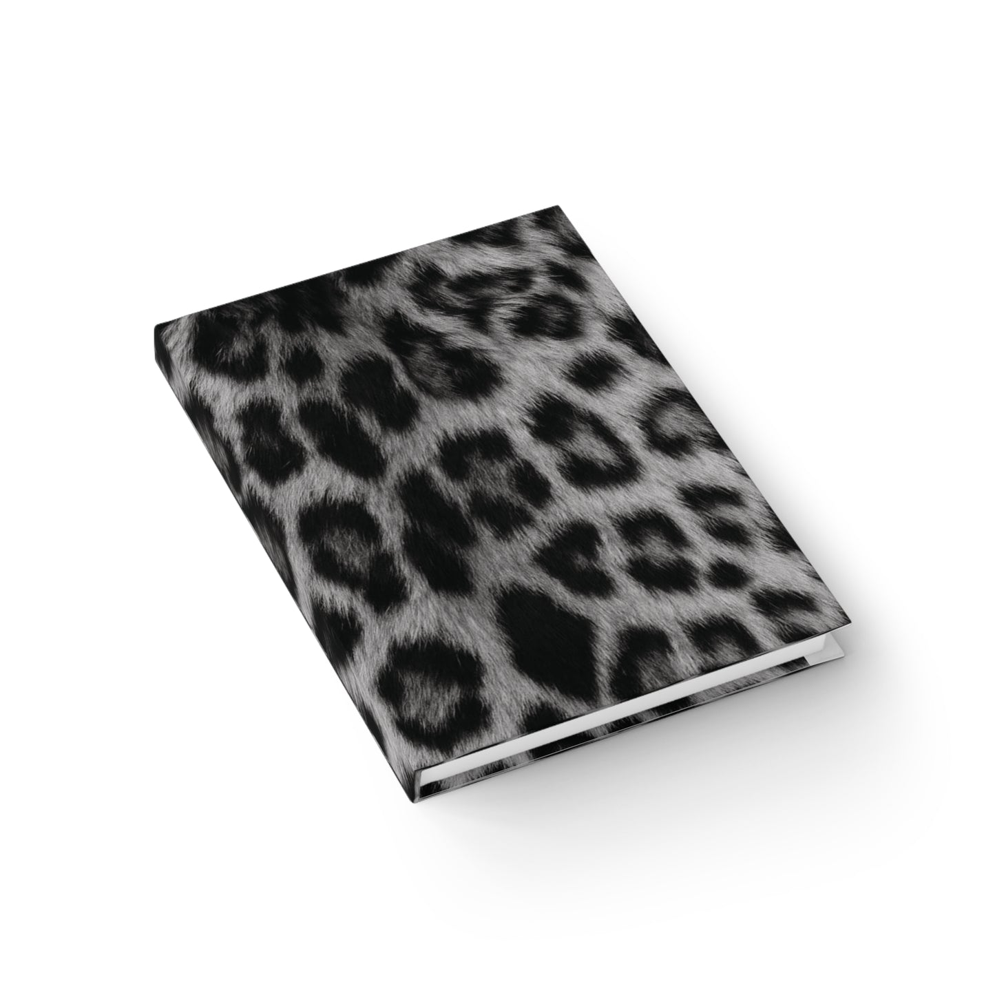 Leopard Print Ruled Journal — Black & Gray Faux Fur Notebook for Notes & Daily Planning