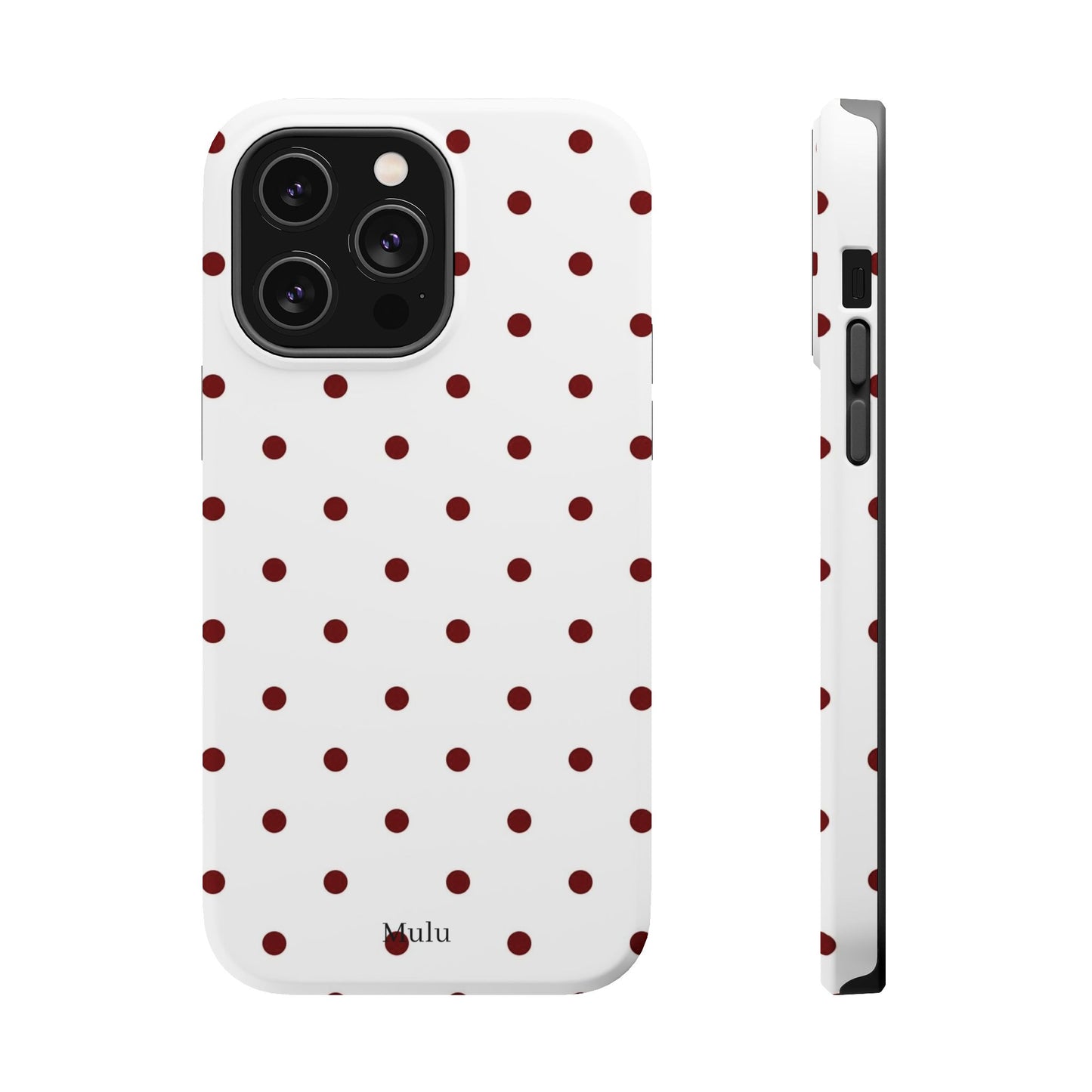 Polka Dot Magnetic Impact-Resistant Phone Case — Red Dots on White