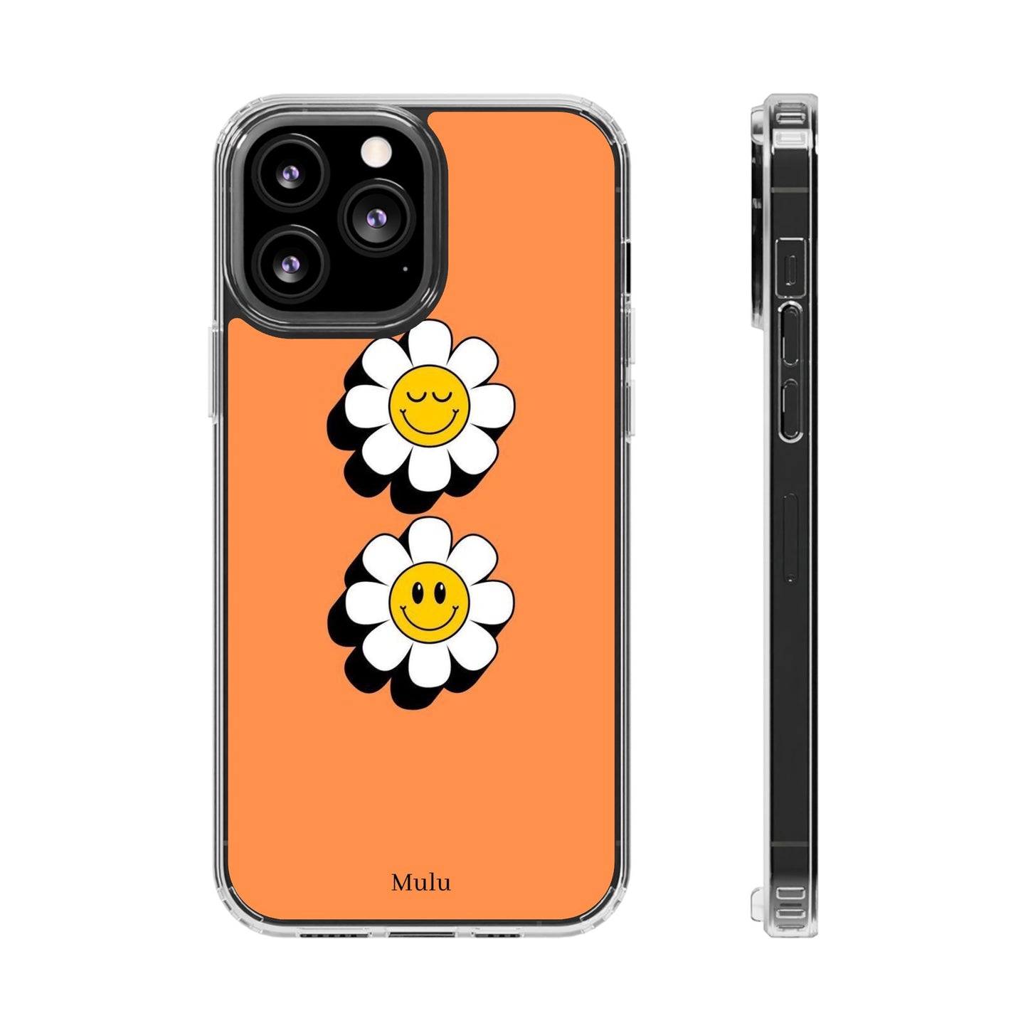 Phone Case — Orange Smiley Daisy Clear Impact‑Resistant Case