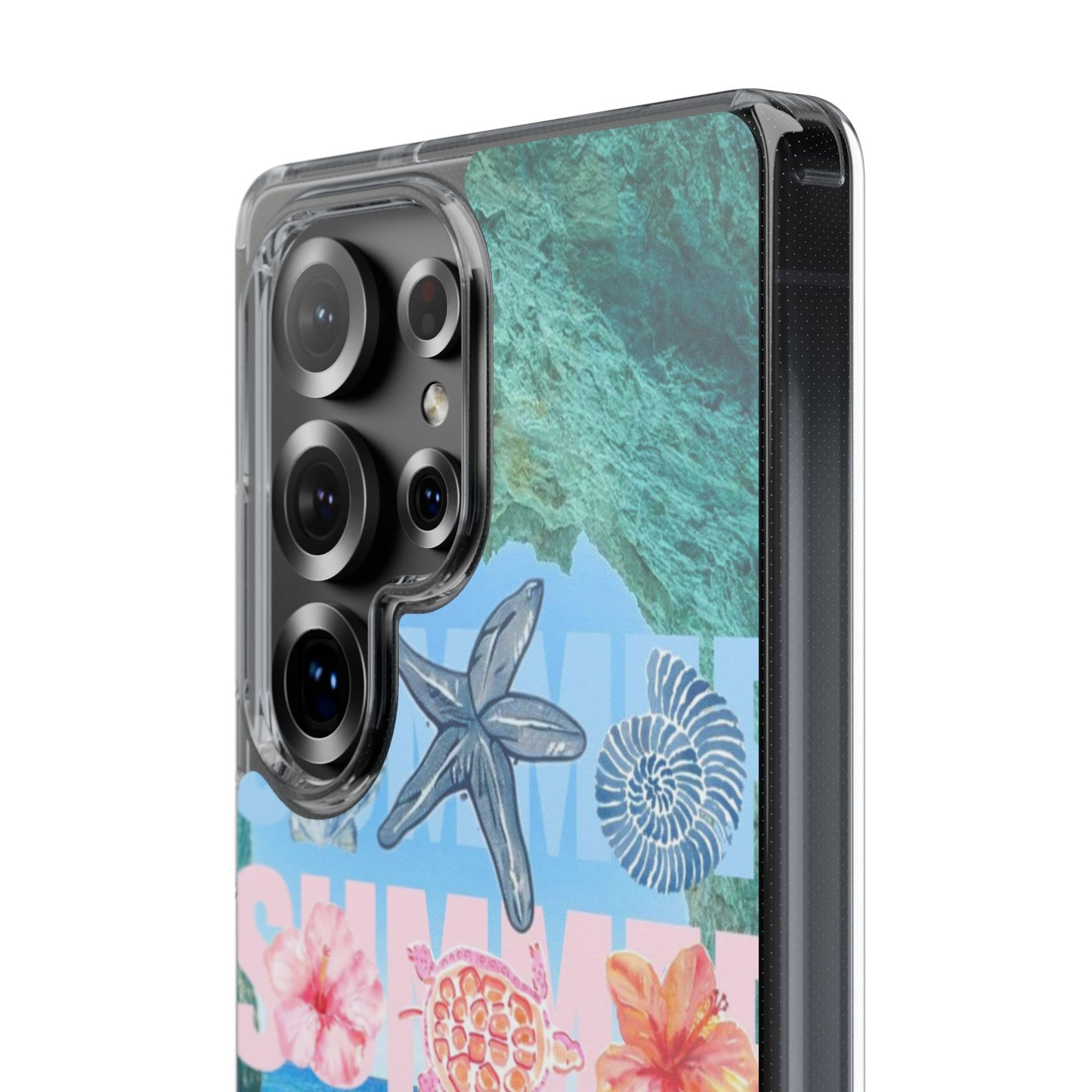 Clear Summer Beach Phone Case — Impact‑Resistant Tropical Design