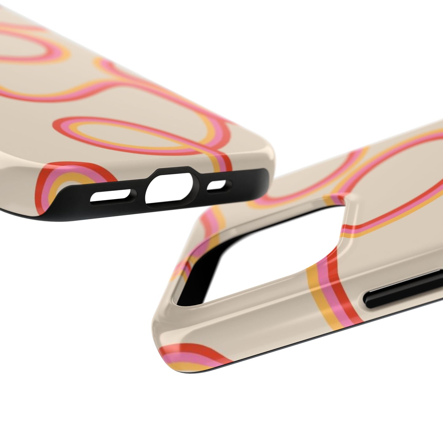 Retro Swirl Tough Phone Case — Beige Pink Orange Abstract Protection